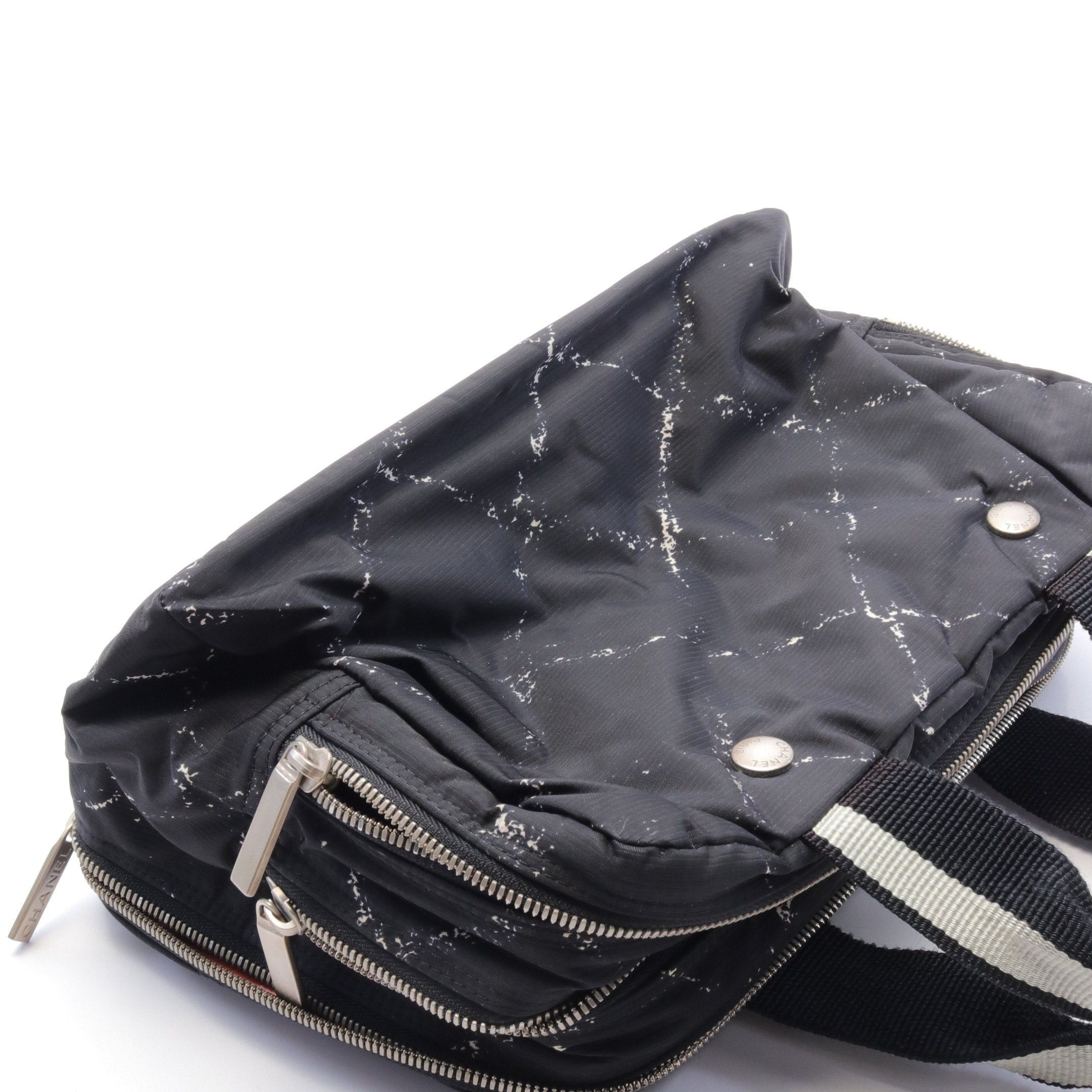 Chanel Chanel Old Travel Line Handbag Nylon Black Matte Silver Hardware Size ONE SIZE - 6 Thumbnail