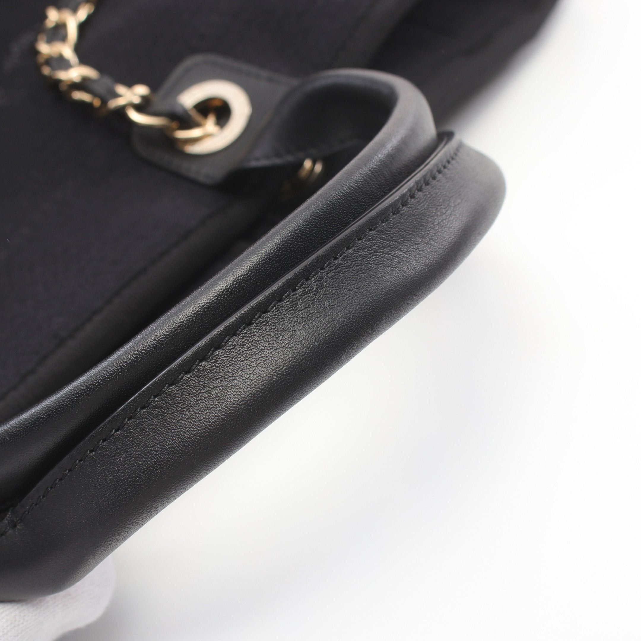 Chanel Chanel Deauville Chain Shoulder Bag Tote Canvas Leather Black Gold Hardware Size ONE SIZE - 9 Thumbnail
