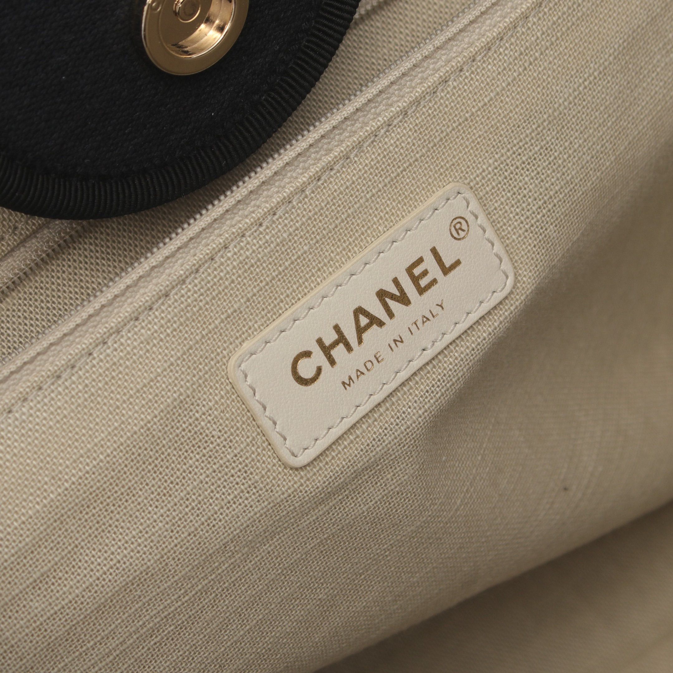 Chanel Chanel Deauville Chain Shoulder Bag Tote Canvas Leather Black Gold Hardware Size ONE SIZE - 4 Thumbnail