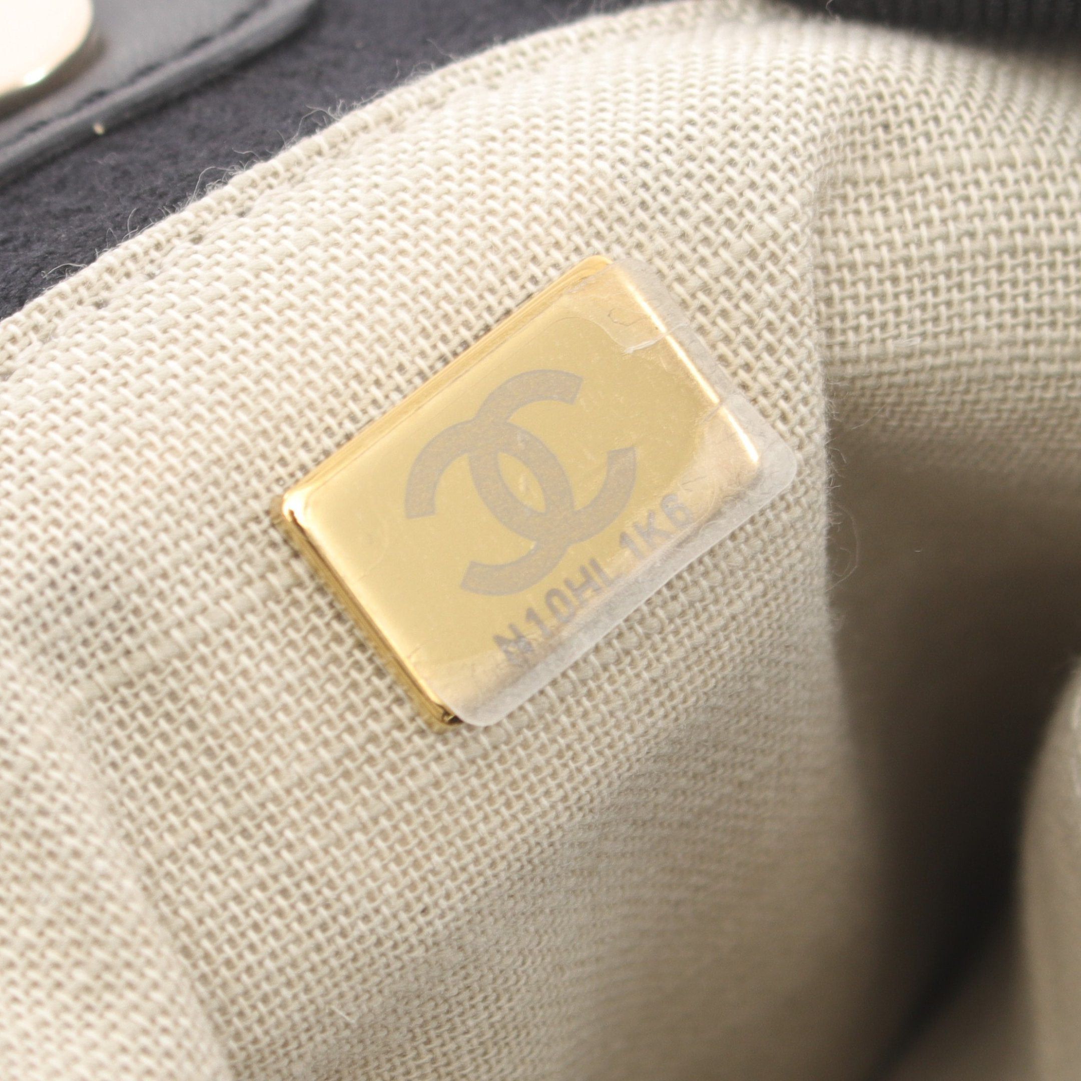 Chanel Chanel Deauville Chain Shoulder Bag Tote Canvas Leather Black Gold Hardware Size ONE SIZE - 5 Thumbnail