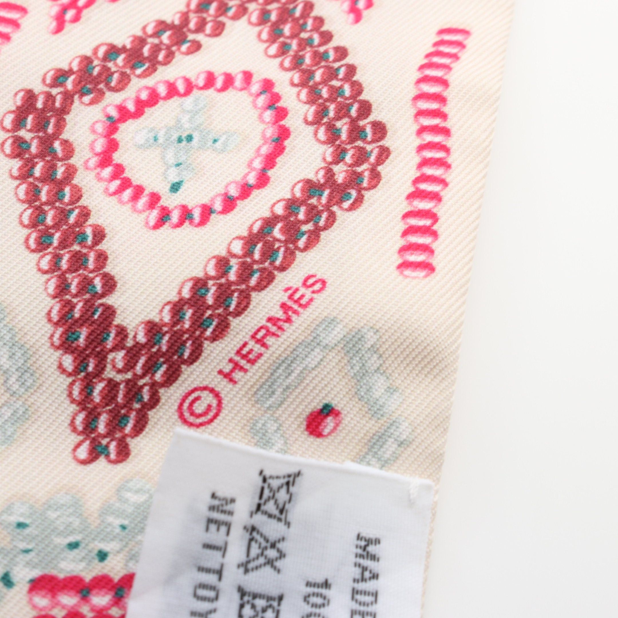 Hermes Hermes Twilly Kelly En Perles Ribbon Scarf Silk Ivory Multicolor Size ONE SIZE - 2 Thumbnail
