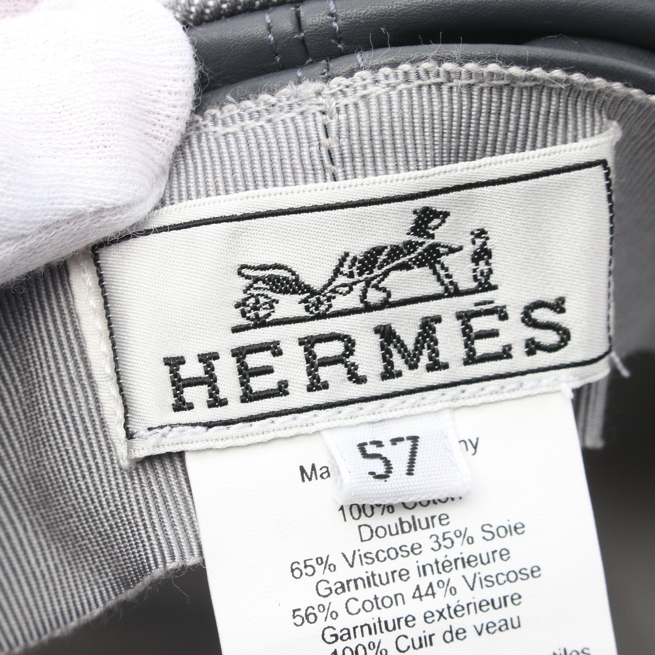 Hermes Hermes Dani Casquette Hat Cotton Leather Gray Size ONE SIZE - 4 Thumbnail