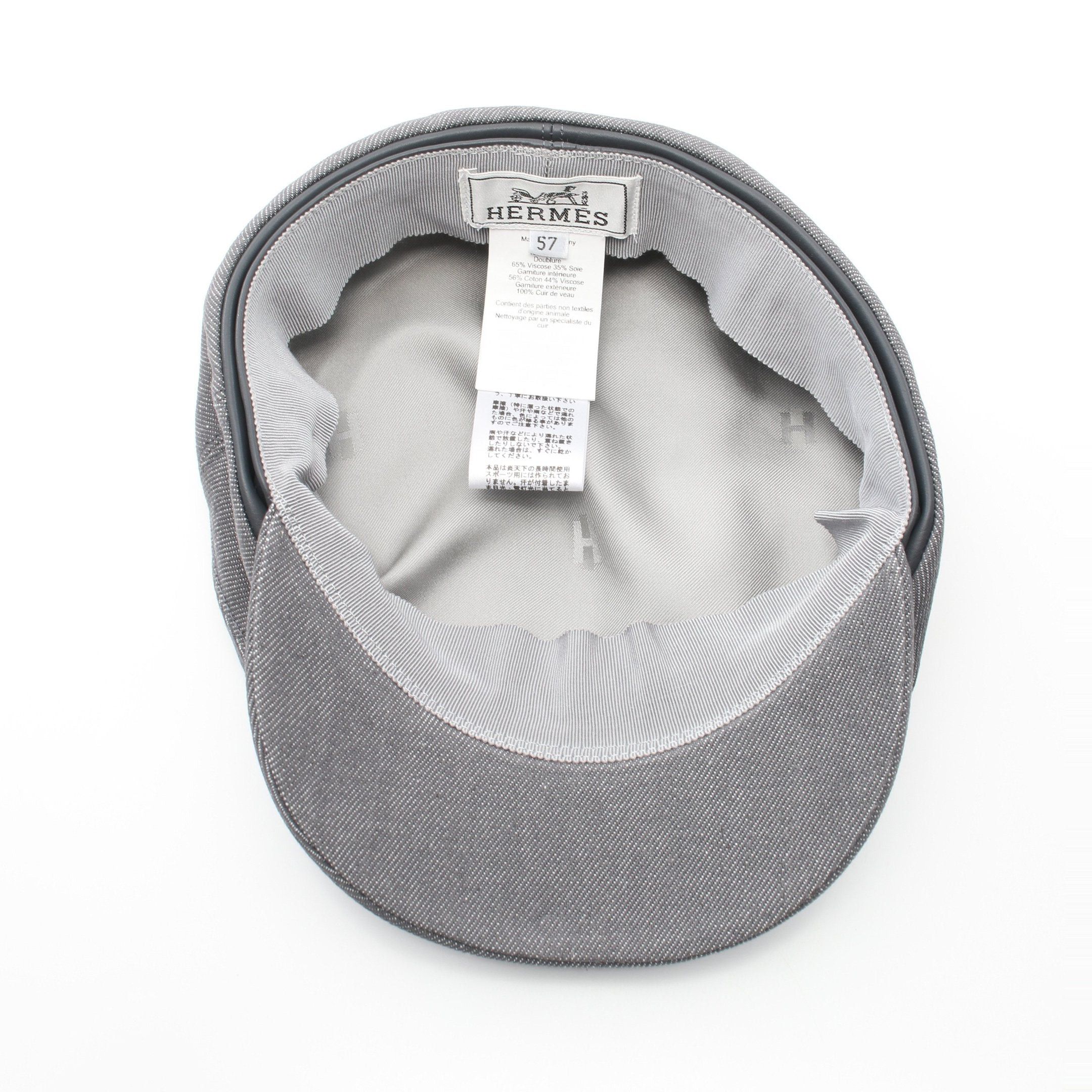 Hermes Hermes Dani Casquette Hat Cotton Leather Gray Size ONE SIZE - 3 Thumbnail