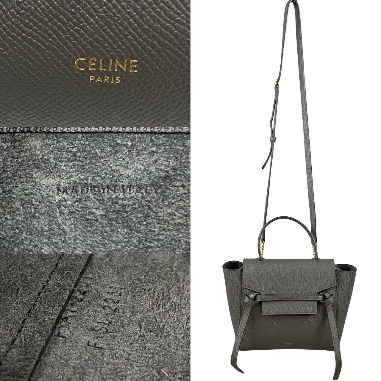 Celine Celine Shoulder Bag Gray Leather Size ONE SIZE - 3 Thumbnail