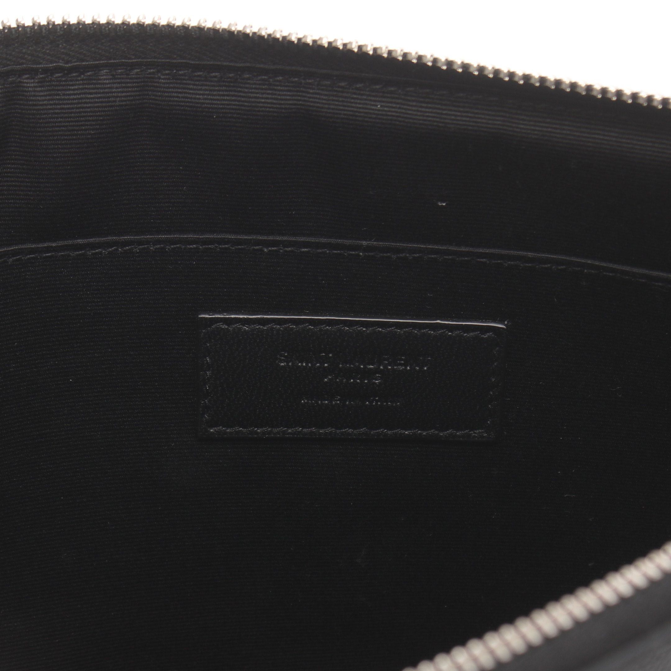Yves Saint Laurent Yves Saint Laurent Clutch Bag Leather Black Logo Size ONE SIZE - 4 Thumbnail