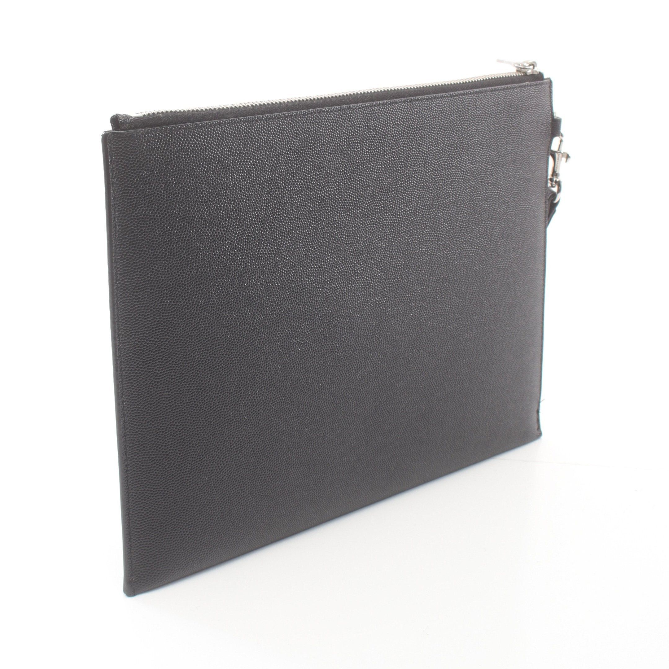 Yves Saint Laurent Yves Saint Laurent Clutch Bag Leather Black Logo Size ONE SIZE - 2 Thumbnail