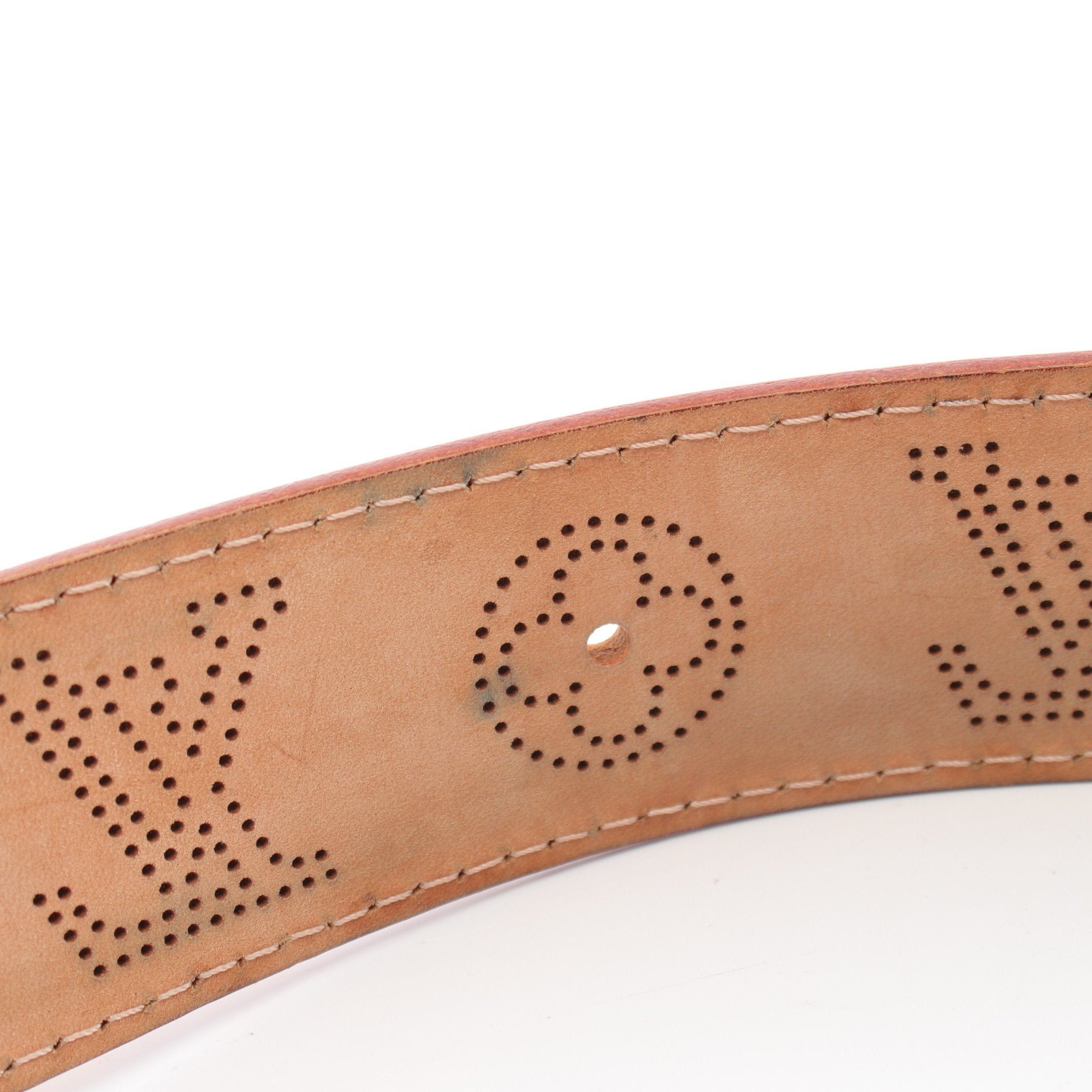 Louis Vuitton Louis Vuitton Ceinture Perfo Monogram Mahina Belt Leather Beige Size ONE SIZE - 8 Thumbnail