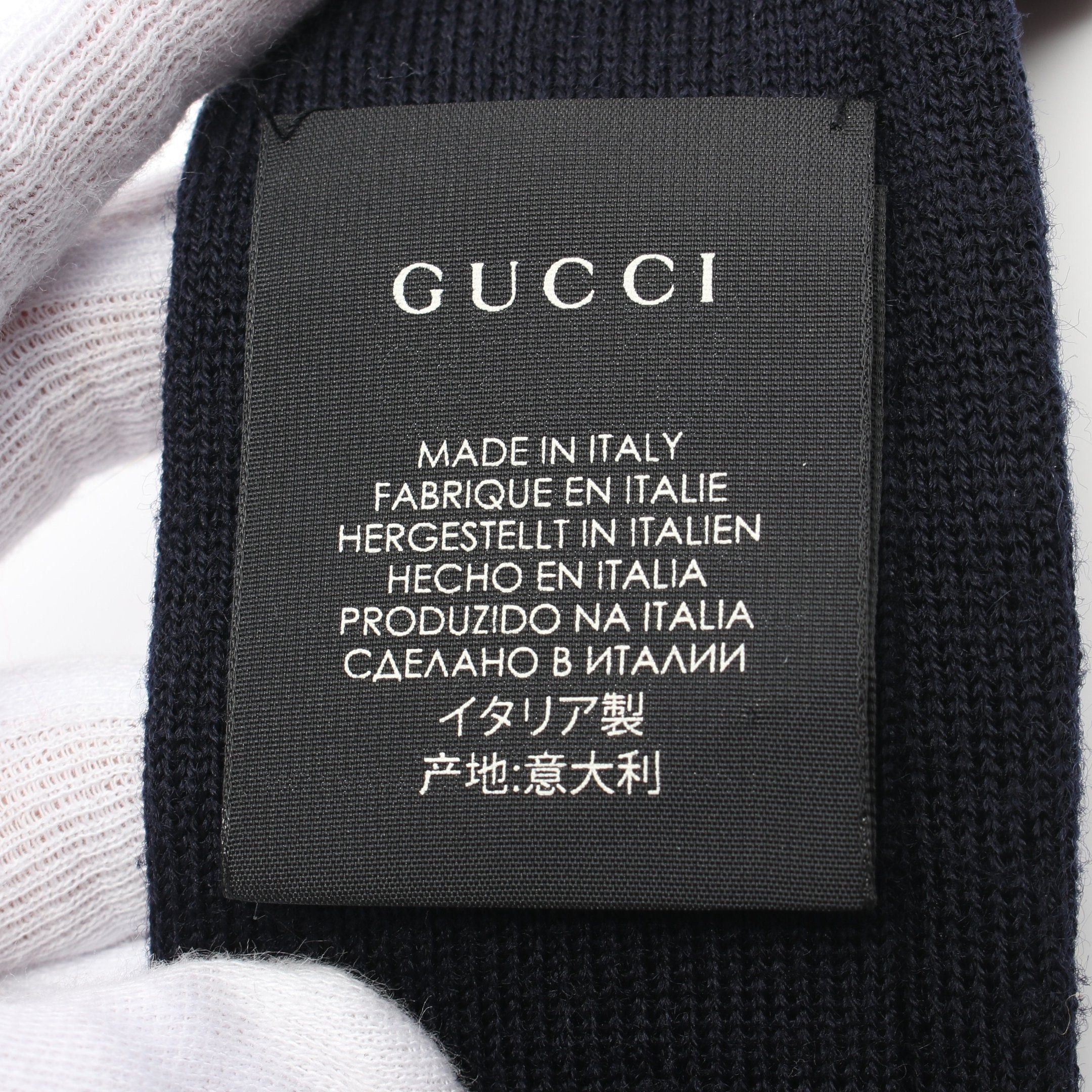 Gucci Gucci Embroidery Knit Tie Wool Navy Multicolor Size ONE SIZE - 5 Thumbnail