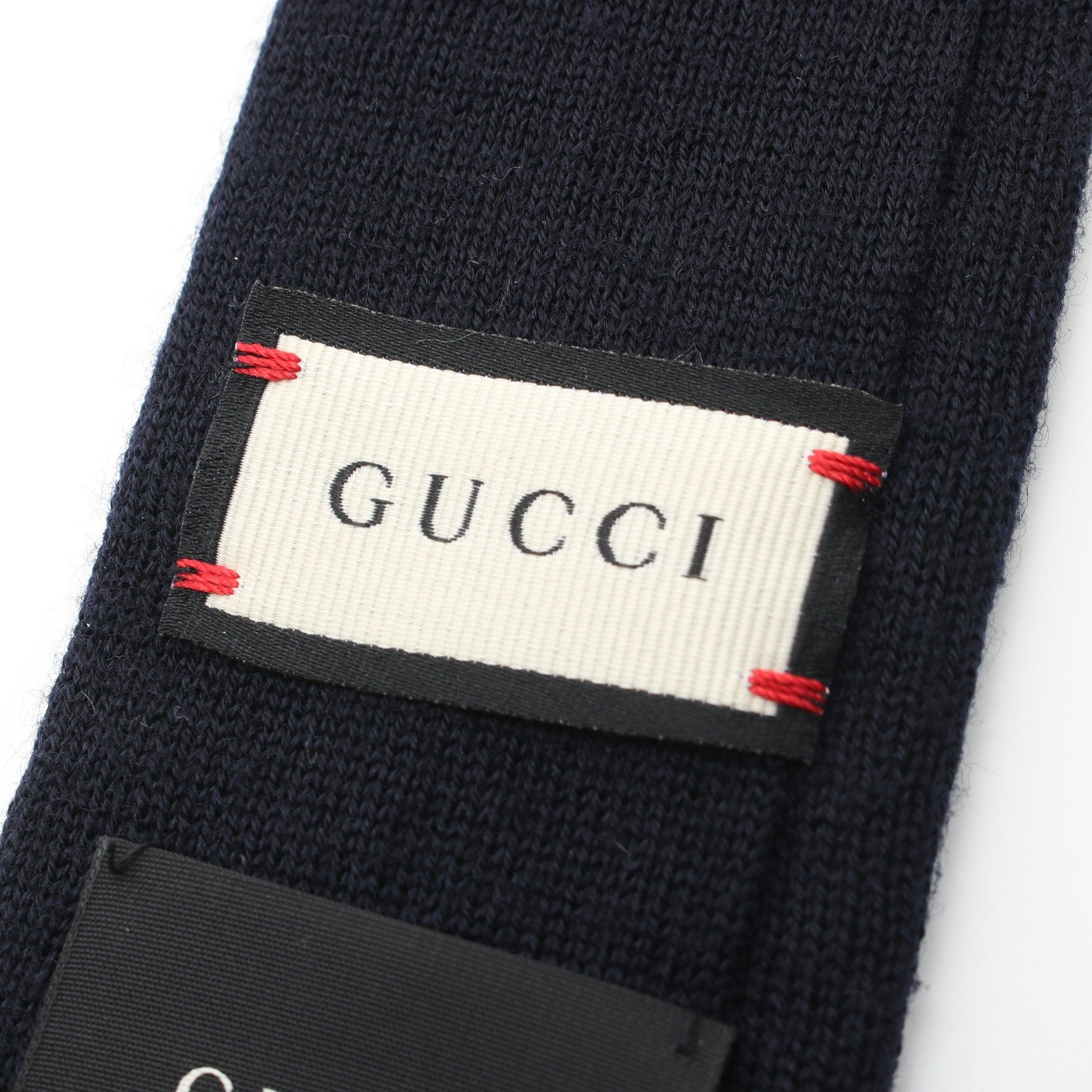 Gucci Gucci Embroidery Knit Tie Wool Navy Multicolor Size ONE SIZE - 4 Thumbnail