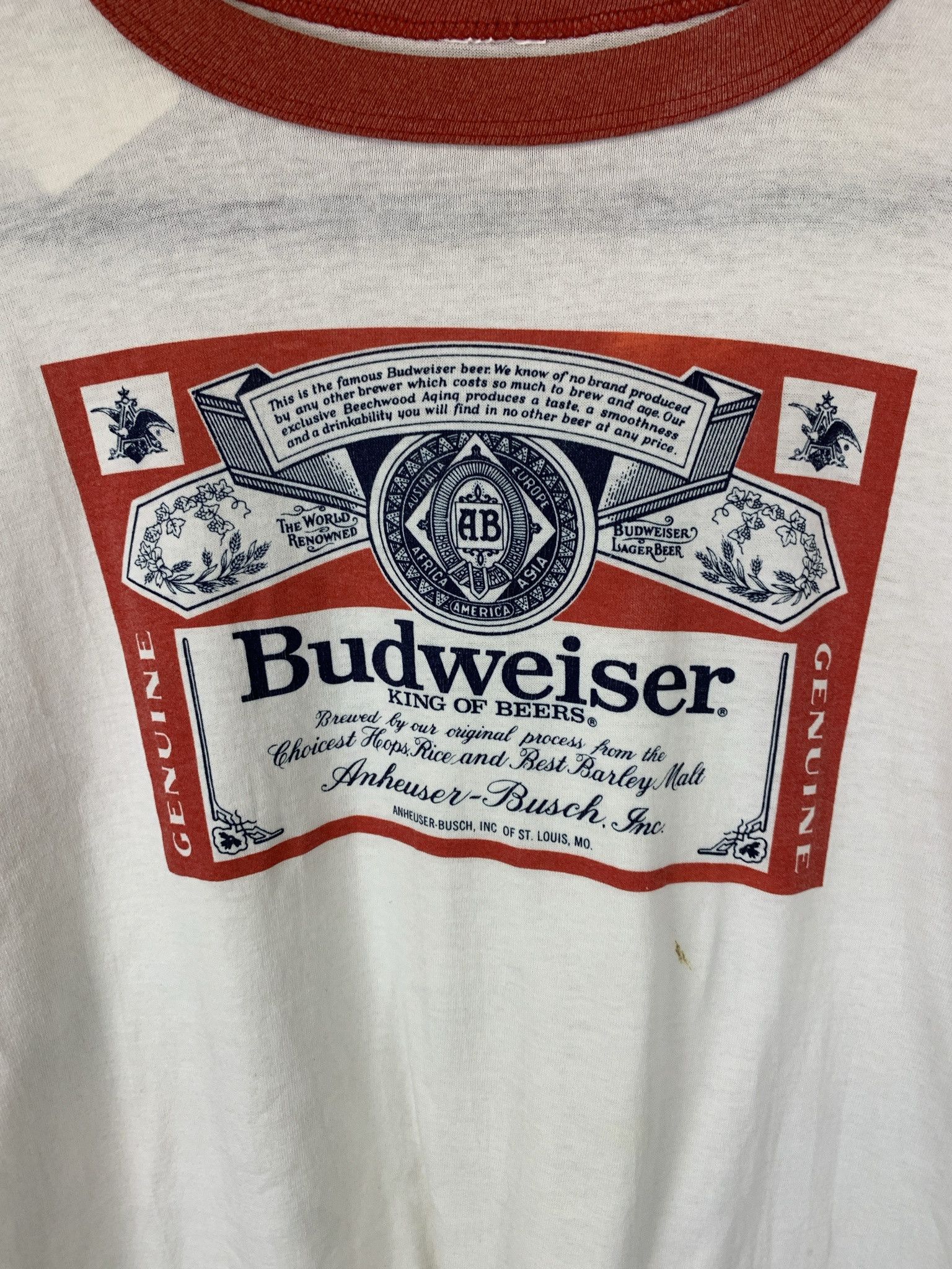 Vintage True Vintage Budweister Ringer Tee 1970s Single Stitch Tee Shirt Size L Size US L / EU 52-54 / 3 - 2 Thumbnail