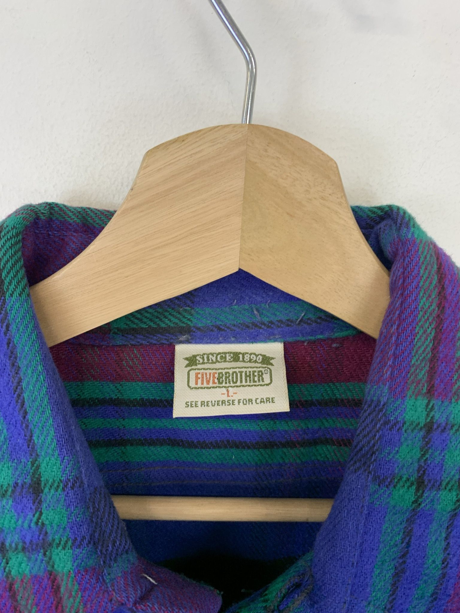 Flannel × Vintage Vintage 1990s Five Brother Purple Thick Cotton Flannel Sizer L Size US L / EU 52-54 / 3 - 2 Thumbnail