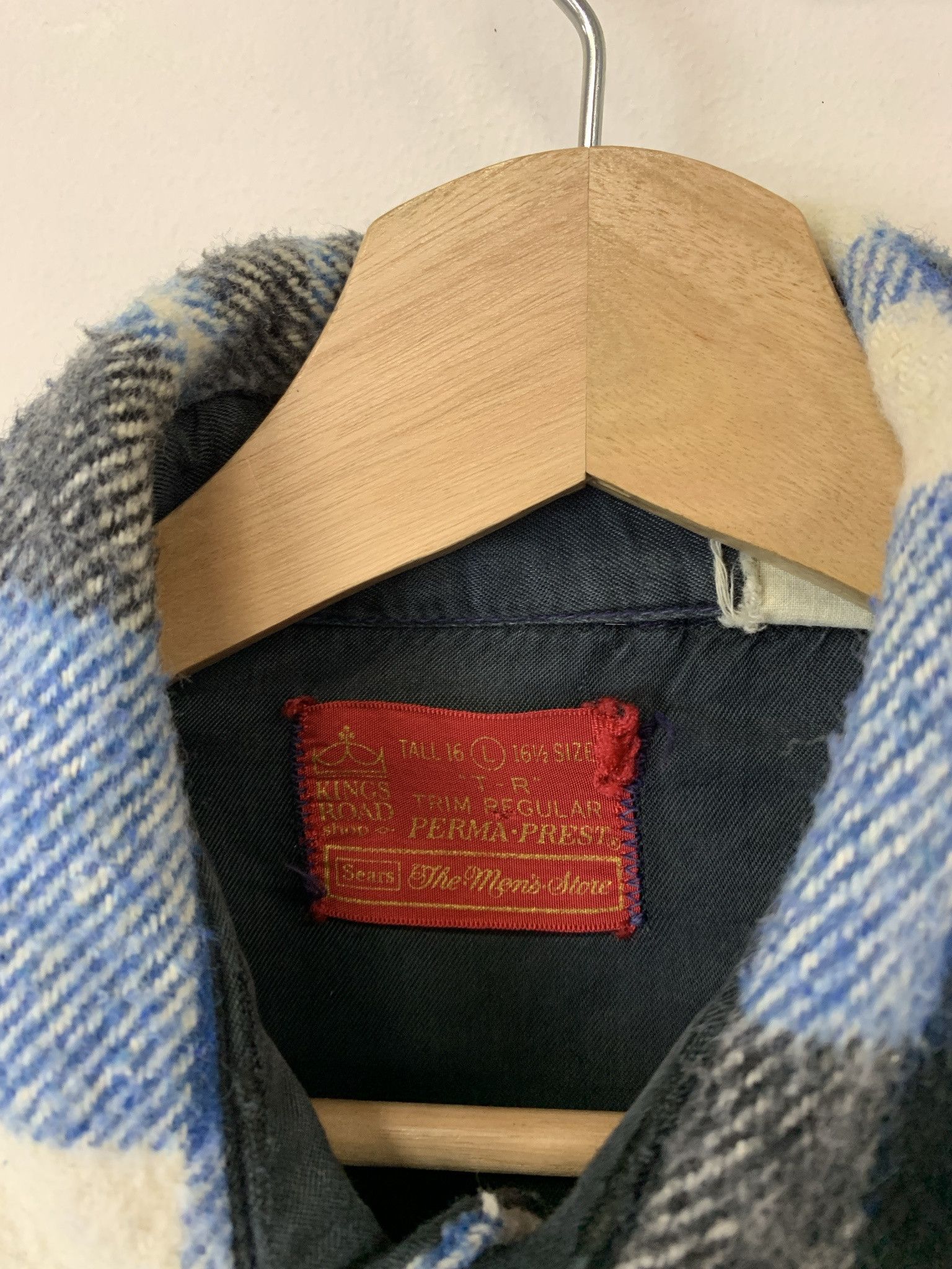 Flannel × Vintage Vintage 1980s Kings Road Blue Black Check Thick Warm Flannel Size L Tall Size US L / EU 52-54 / 3 - 2 Thumbnail