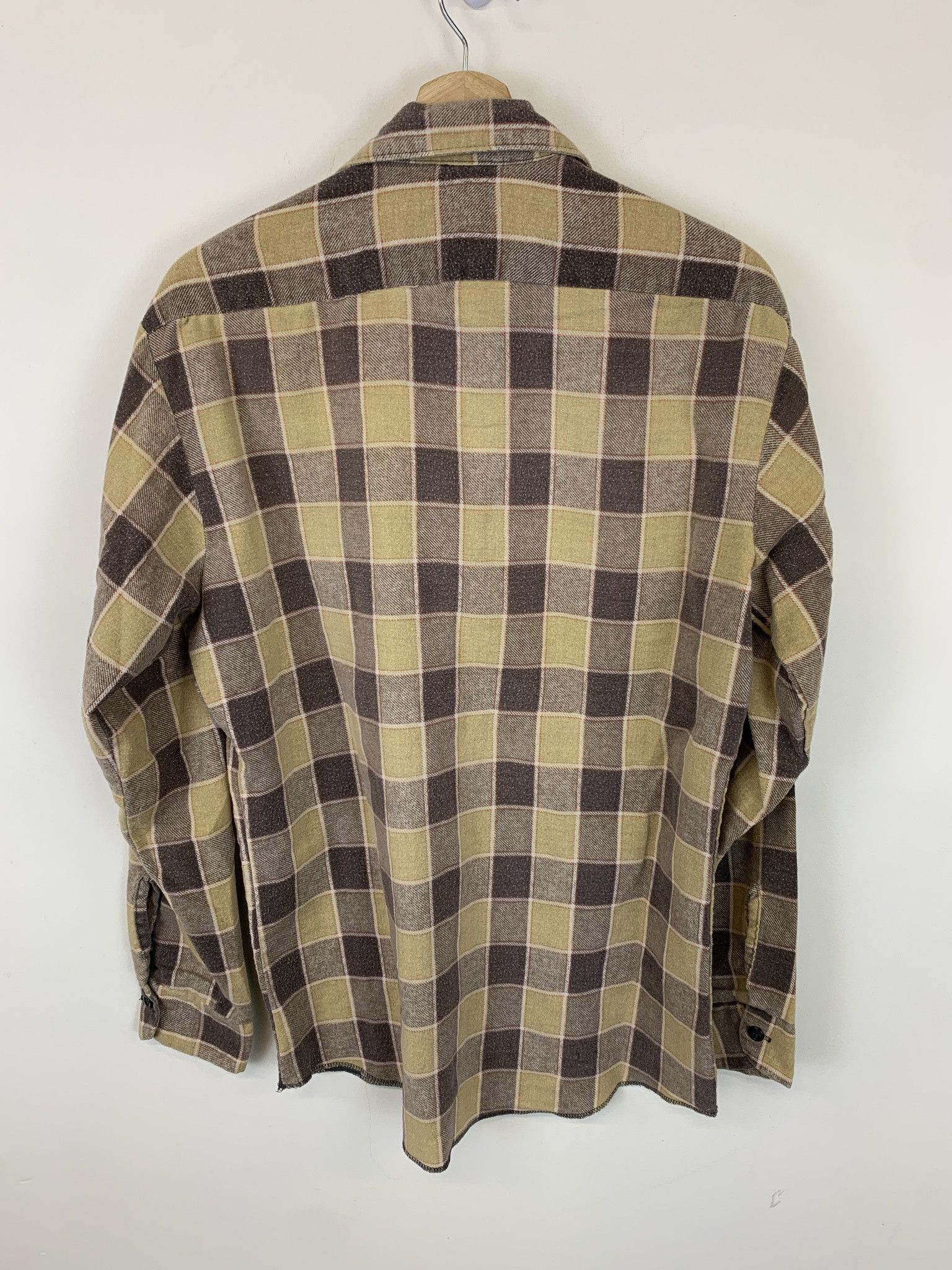 Vintage 1980s Sears Tan Brown Light Flannel Size M