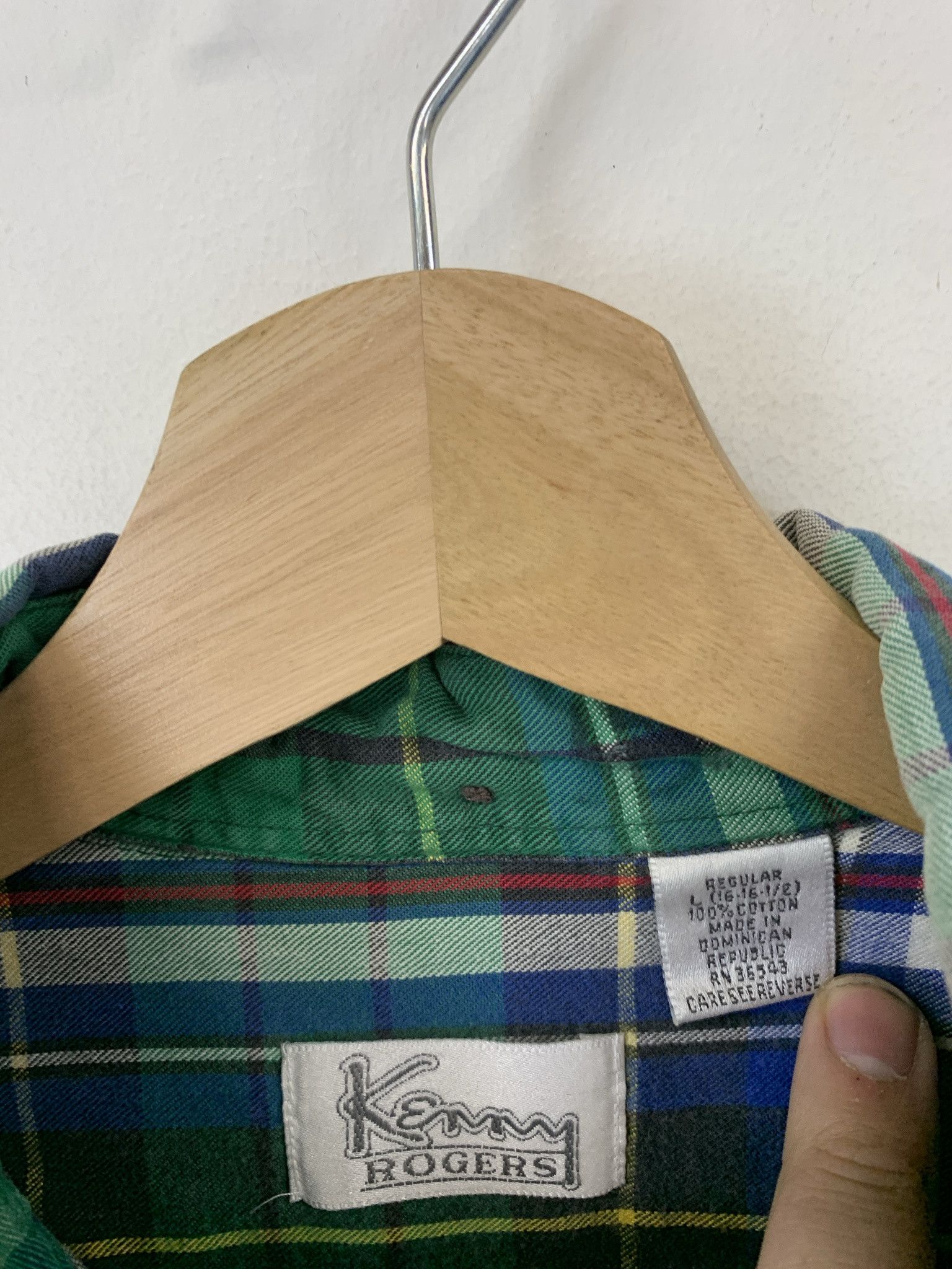 Flannel × Vintage Vintage 1990s Kenny Rigers Green Blue Check Flannel Shirt Size L Size US L / EU 52-54 / 3 - 2 Thumbnail