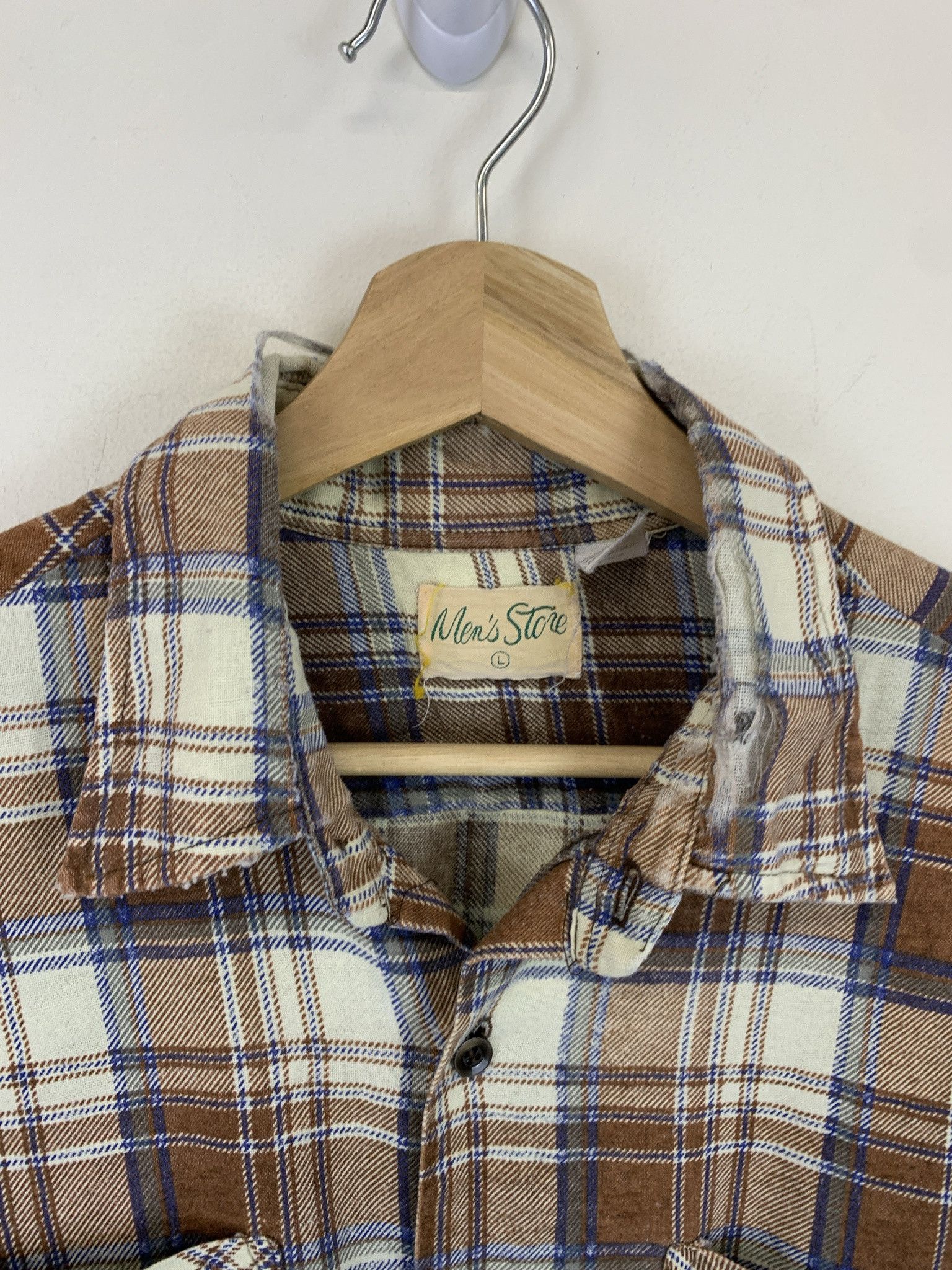 Flannel × Vintage Vintage 1990s Distressed Grunge Flannel Light Flannel Top Size L Size US L / EU 52-54 / 3 - 5 Thumbnail