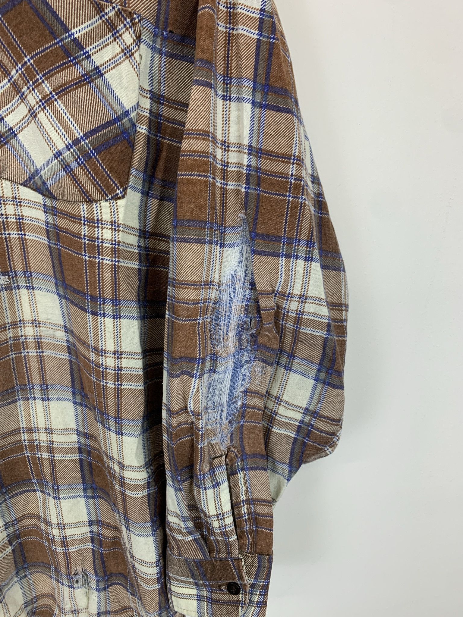 Flannel × Vintage Vintage 1990s Distressed Grunge Flannel Light Flannel Top Size L Size US L / EU 52-54 / 3 - 4 Thumbnail