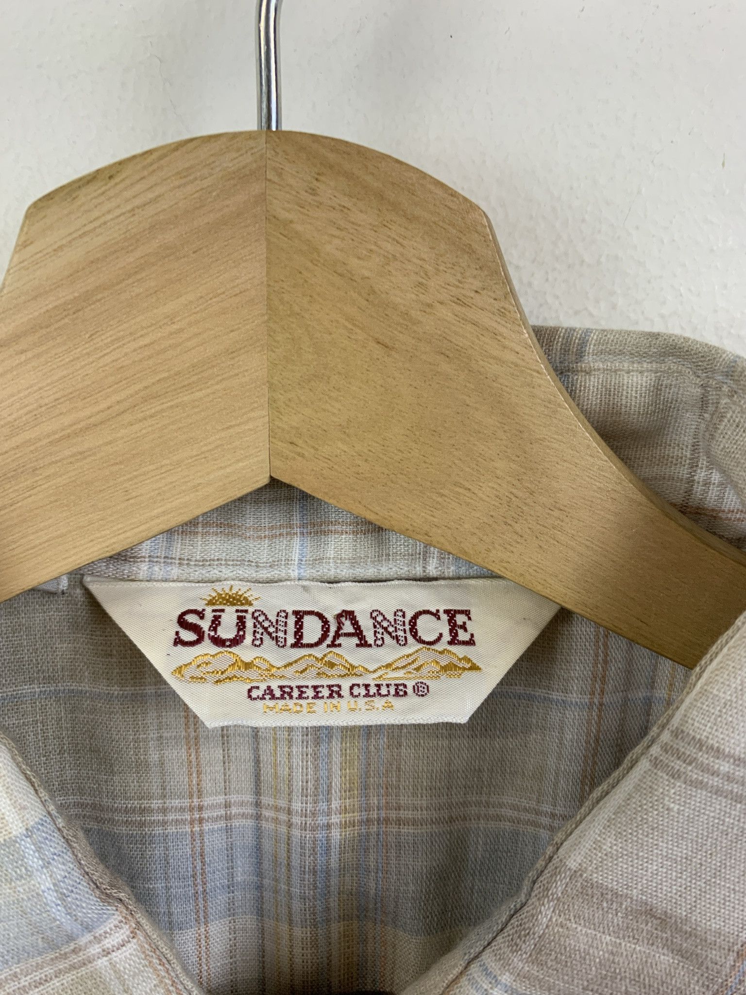Flannel × Vintage Vintage 1980s Western Snap Shirt Sundance Tan Check Cowboy Western Shirt Size M Size US M / EU 48-50 / 2 - 2 Thumbnail