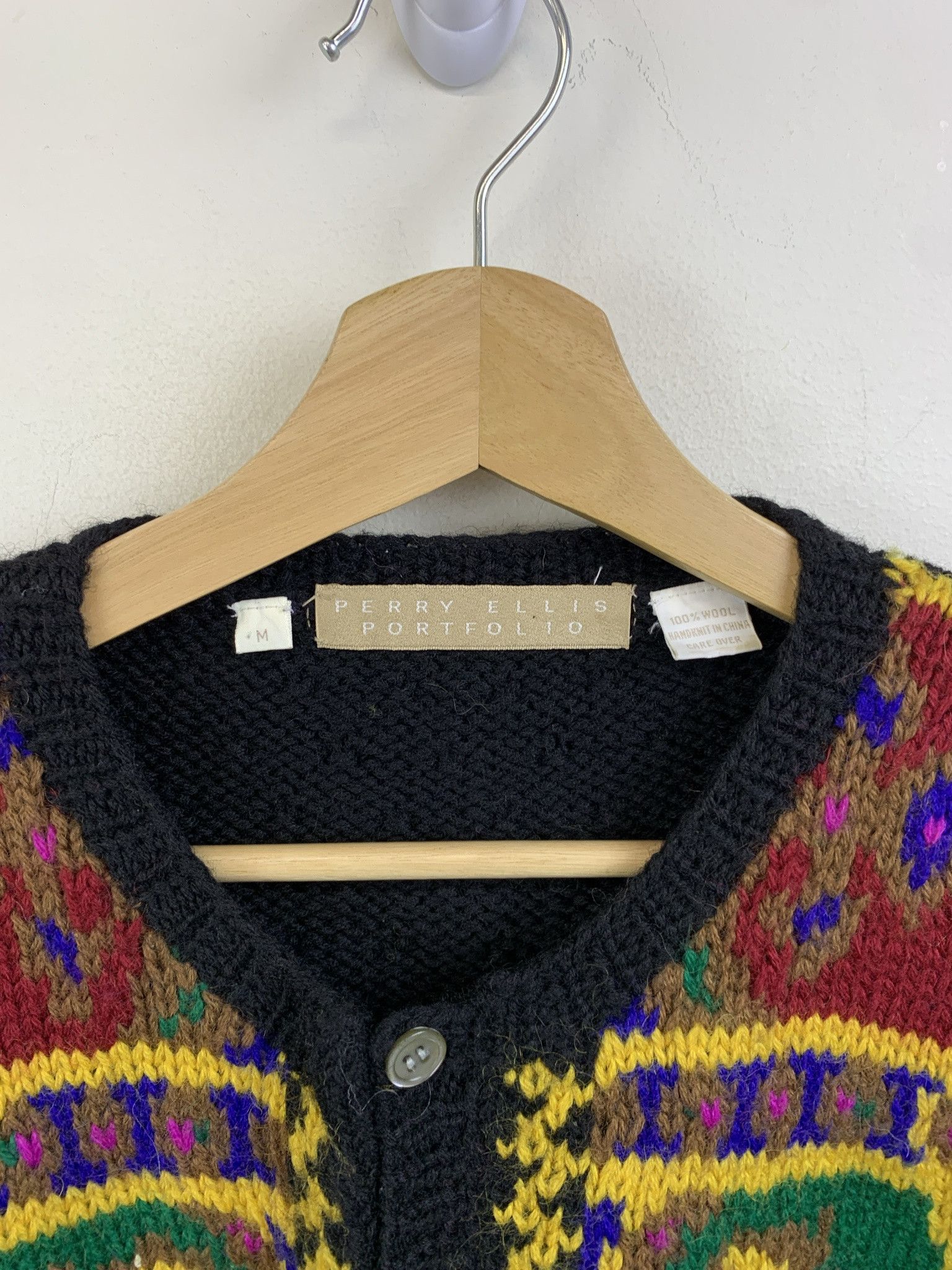 Other Vintage 1990s Stained Glass Wool Knit Cardigan Size M Size US M / EU 48-50 / 2 - 2 Thumbnail