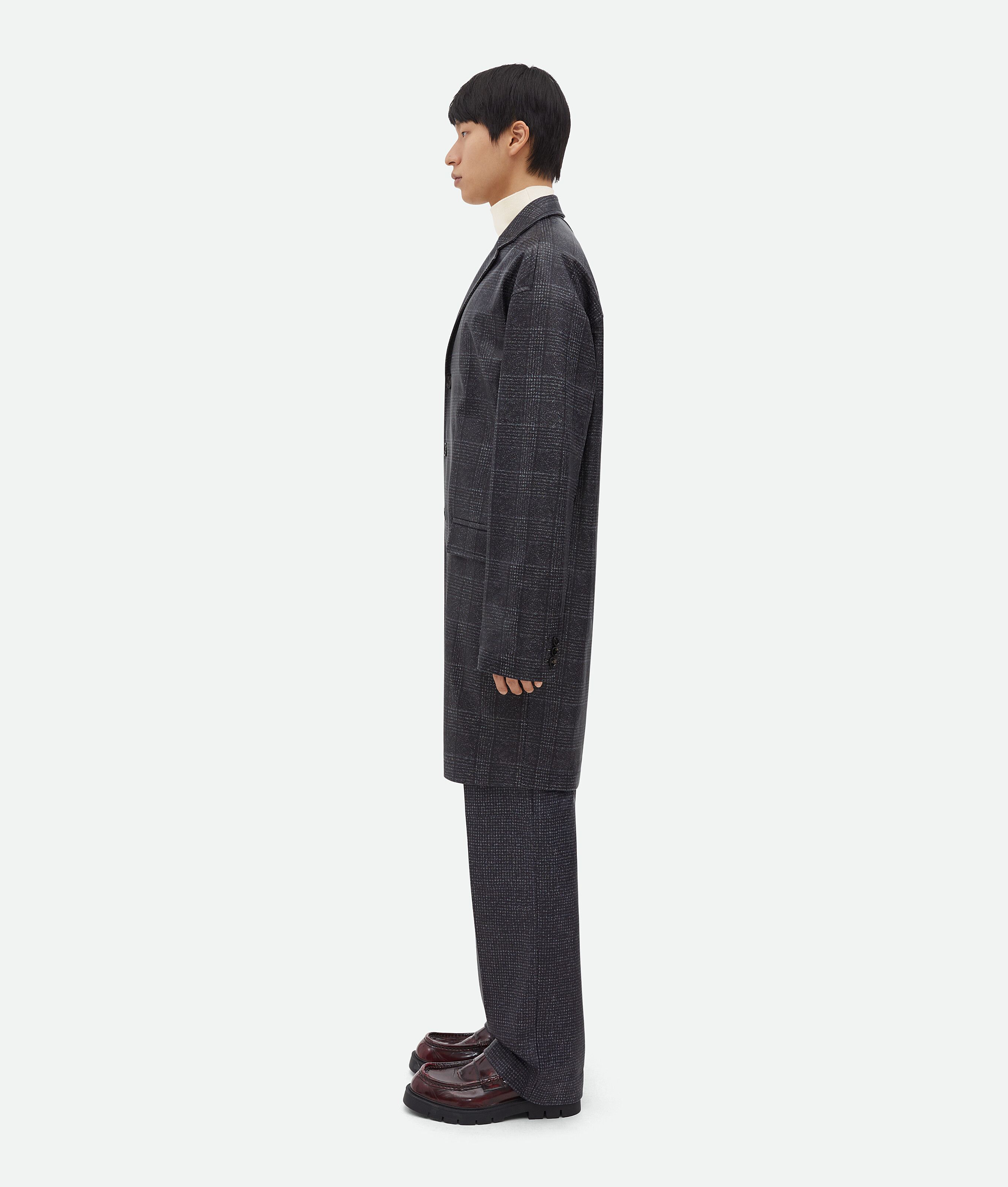 Bottega Veneta $8.9K VALUE Printed Leather Prince Of Wales Coat in Grey Size US XS / EU 42 / 0 - 2 Thumbnail