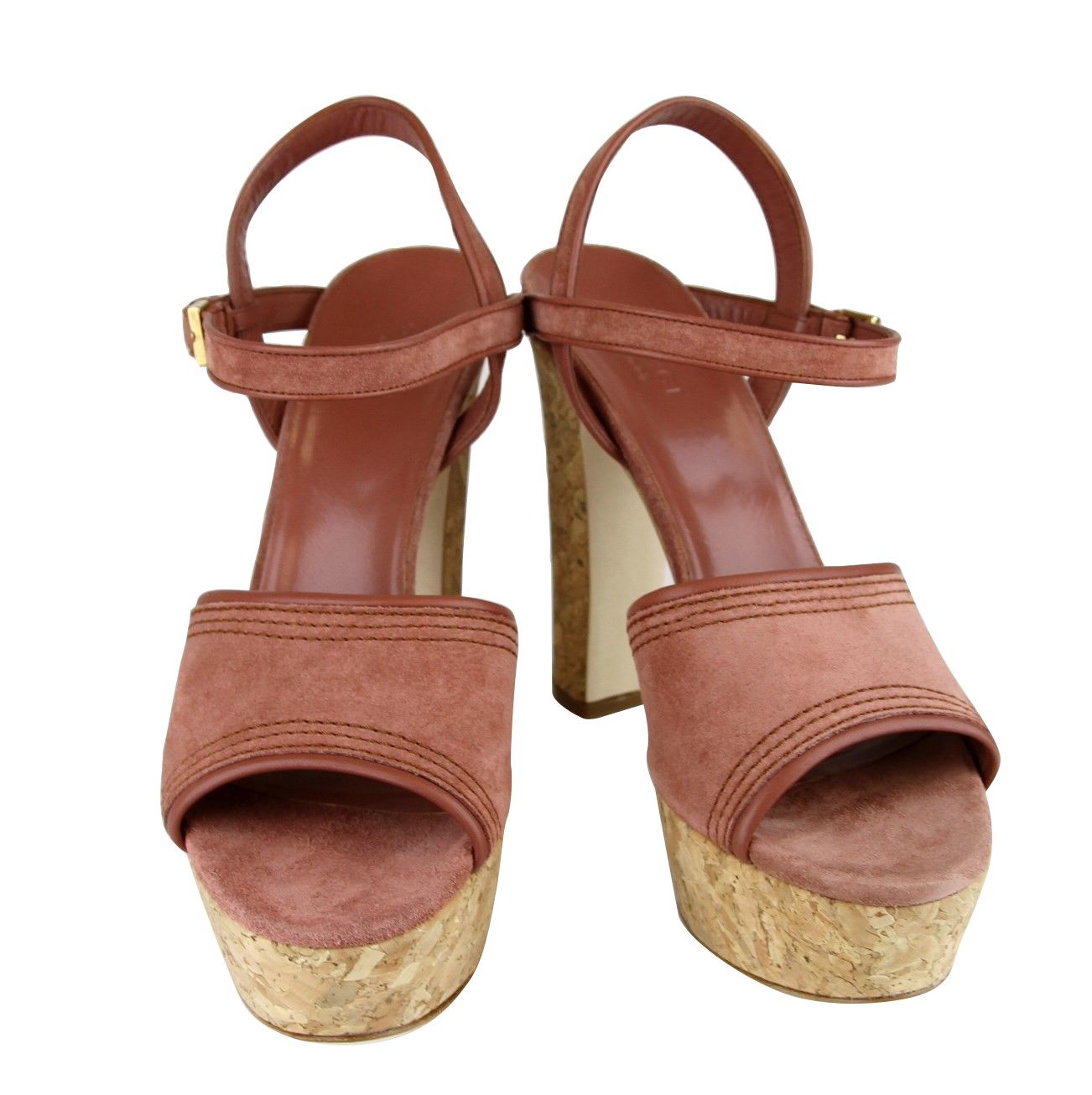 Gucci Women's Brick Red Danielle Suede Platform Sandal (39.5 G / Size US 9.5 / IT 39.5 - 3 Thumbnail