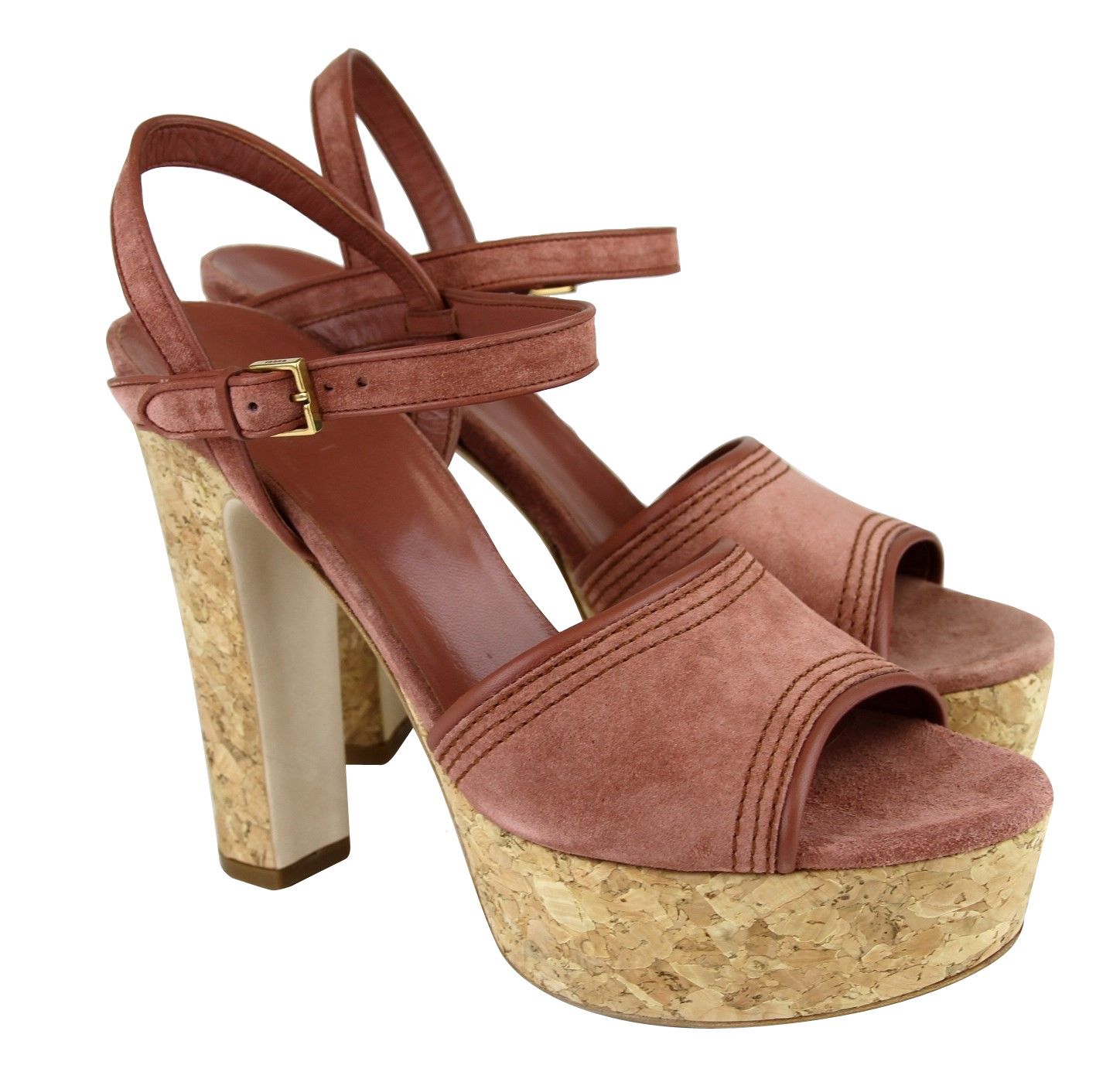 Gucci Women's Brick Red Danielle Suede Platform Sandal (39.5 G / Size US 9.5 / IT 39.5 - 5 Thumbnail