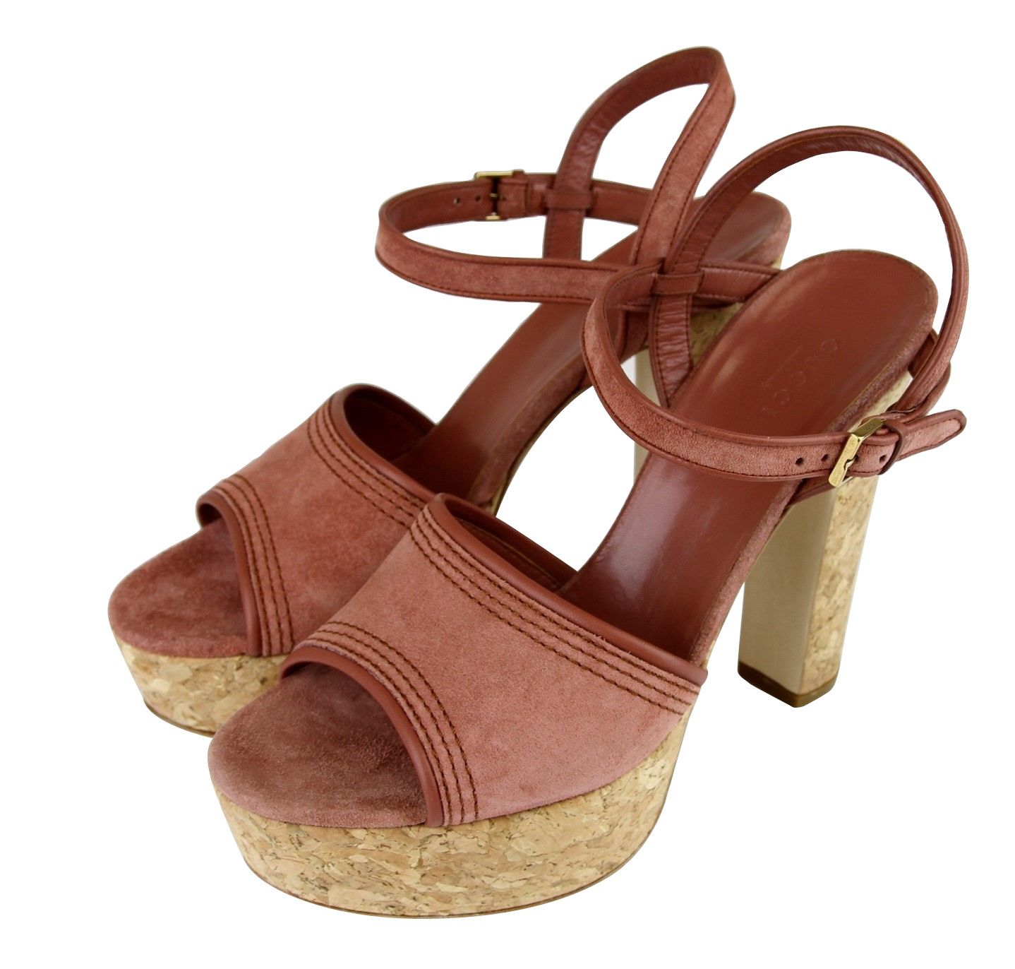 Gucci Women's Brick Red Danielle Suede Platform Sandal (39.5 G / Size US 9.5 / IT 39.5 - 2 Thumbnail