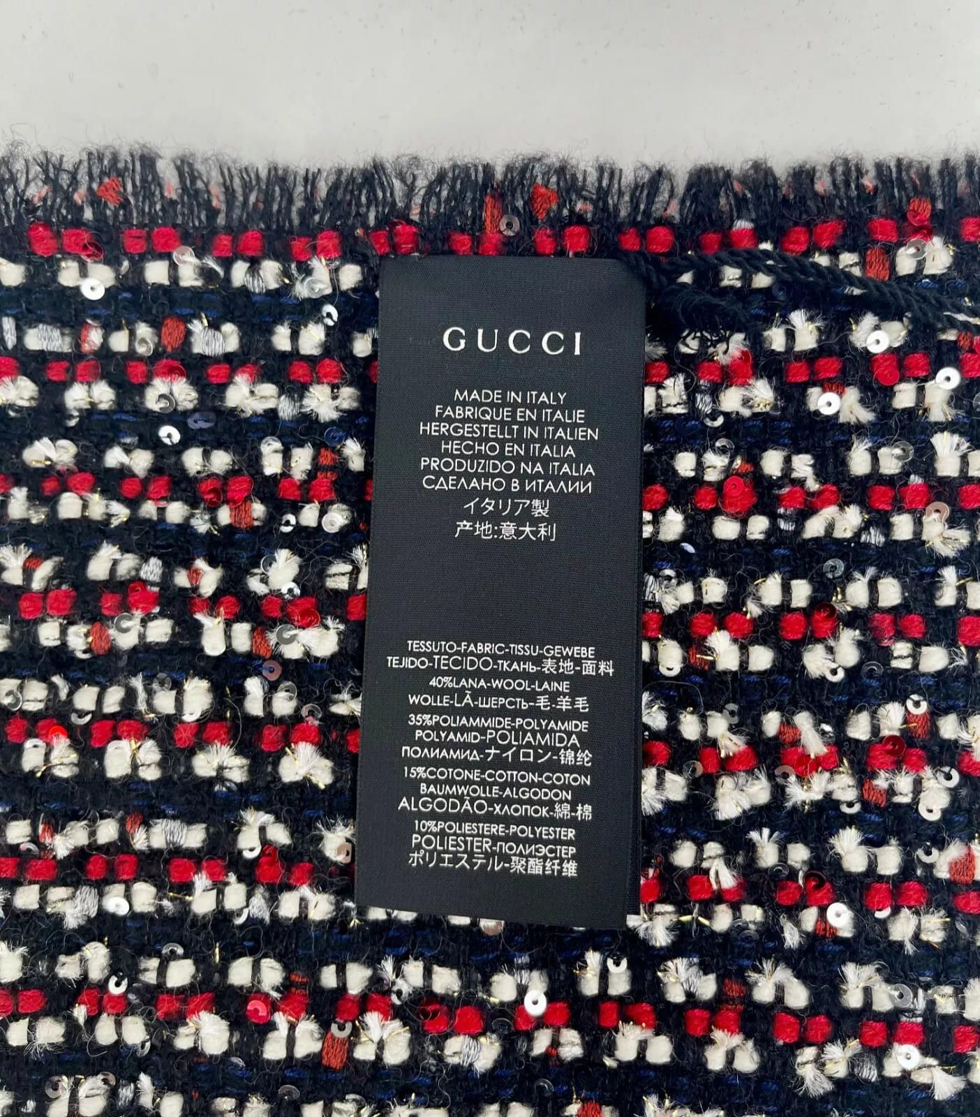 Gucci New SF Giant Blue Red Ivory Wool Blend Long Scarf Size ONE SIZE - 6 Thumbnail