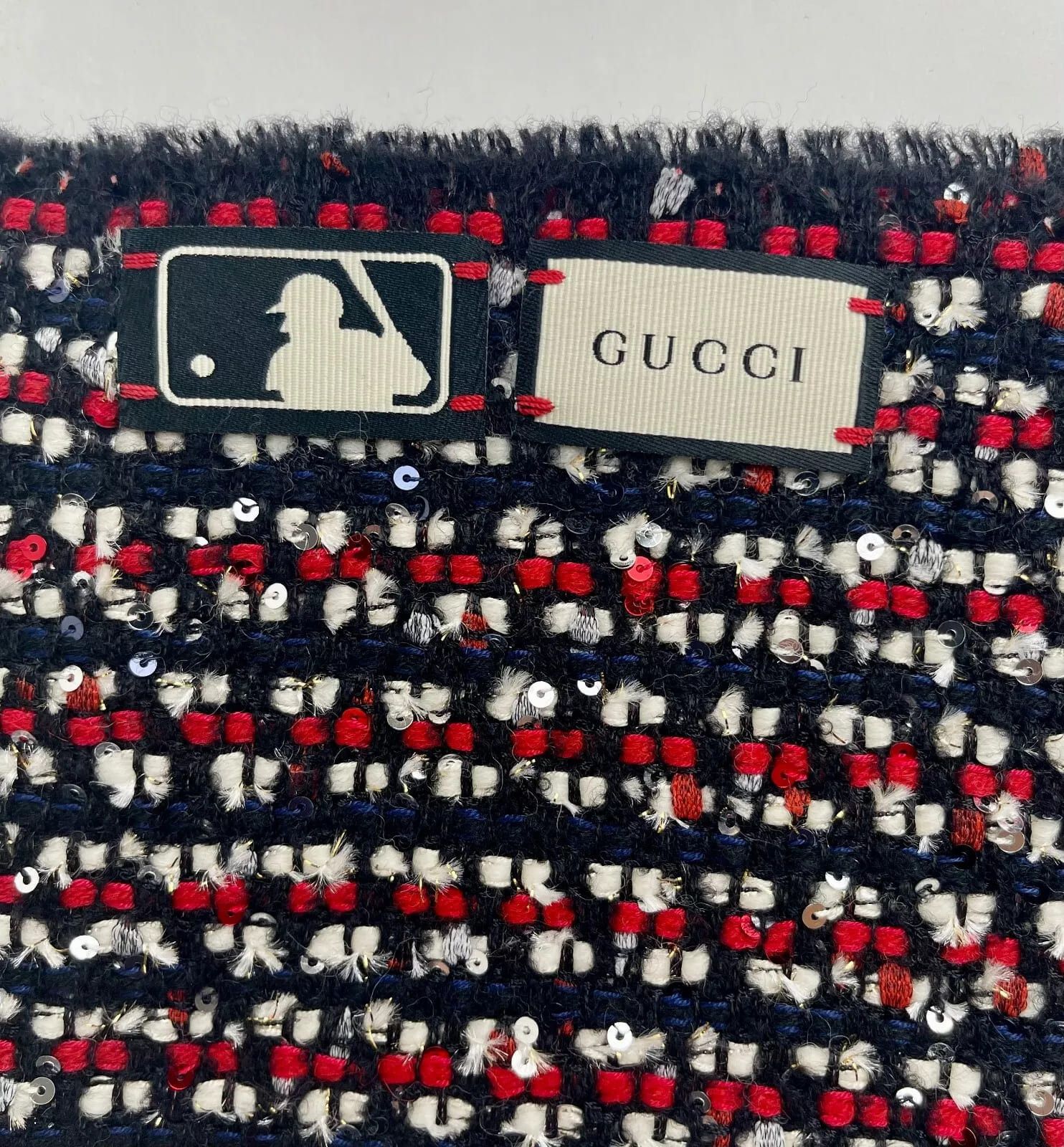 Gucci New SF Giant Blue Red Ivory Wool Blend Long Scarf Size ONE SIZE - 9 Thumbnail