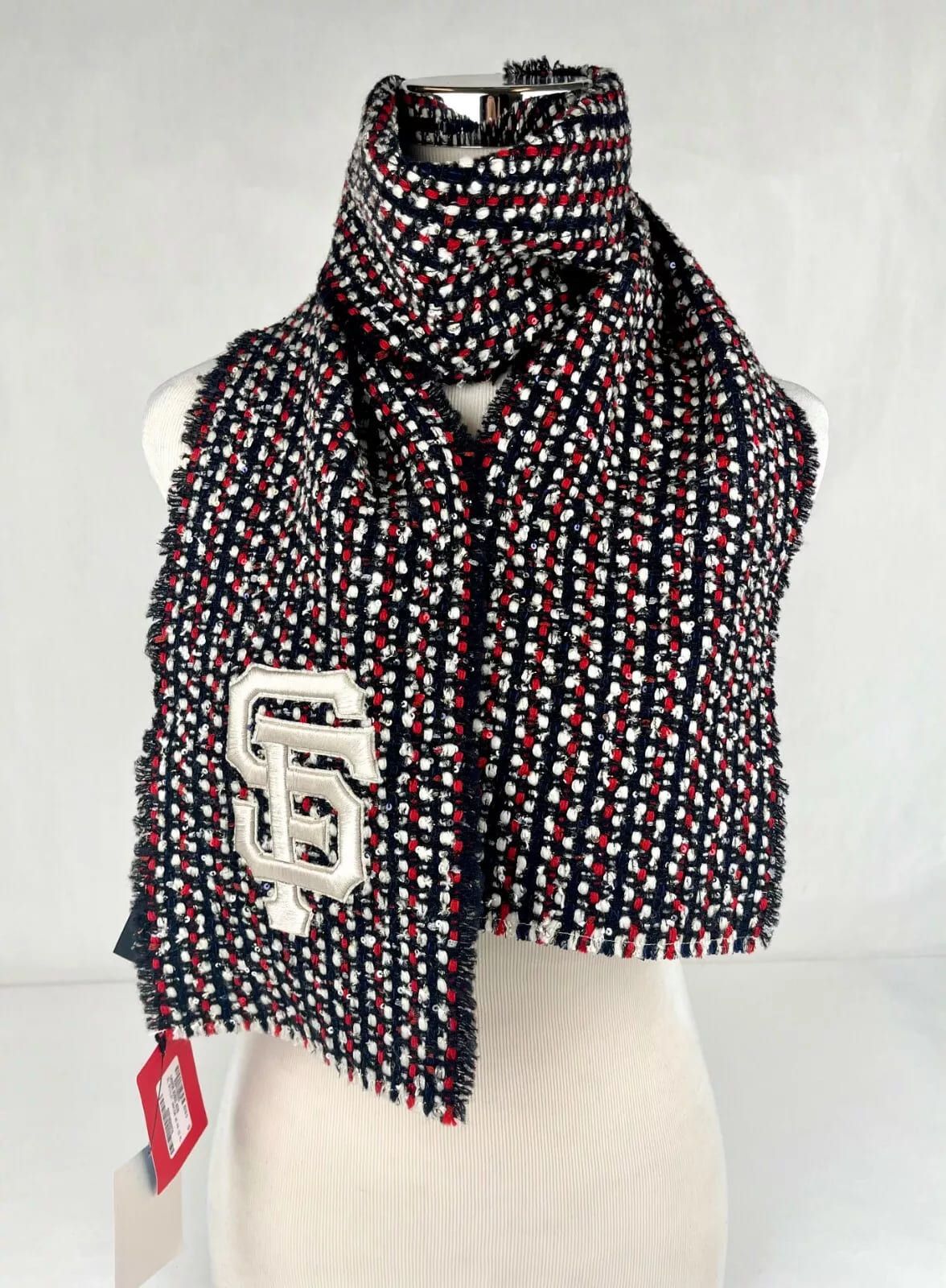 Gucci New SF Giant Blue Red Ivory Wool Blend Long Scarf Size ONE SIZE - 5 Thumbnail