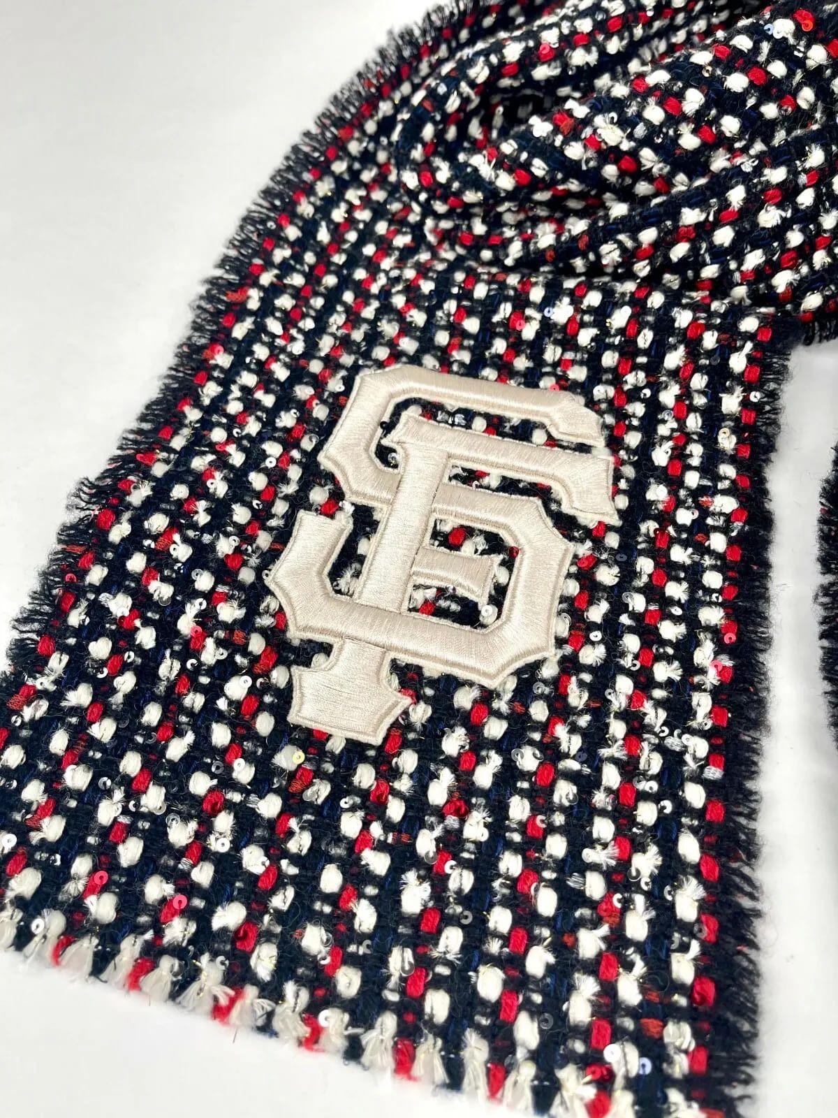 Gucci New SF Giant Blue Red Ivory Wool Blend Long Scarf Size ONE SIZE - 3 Thumbnail