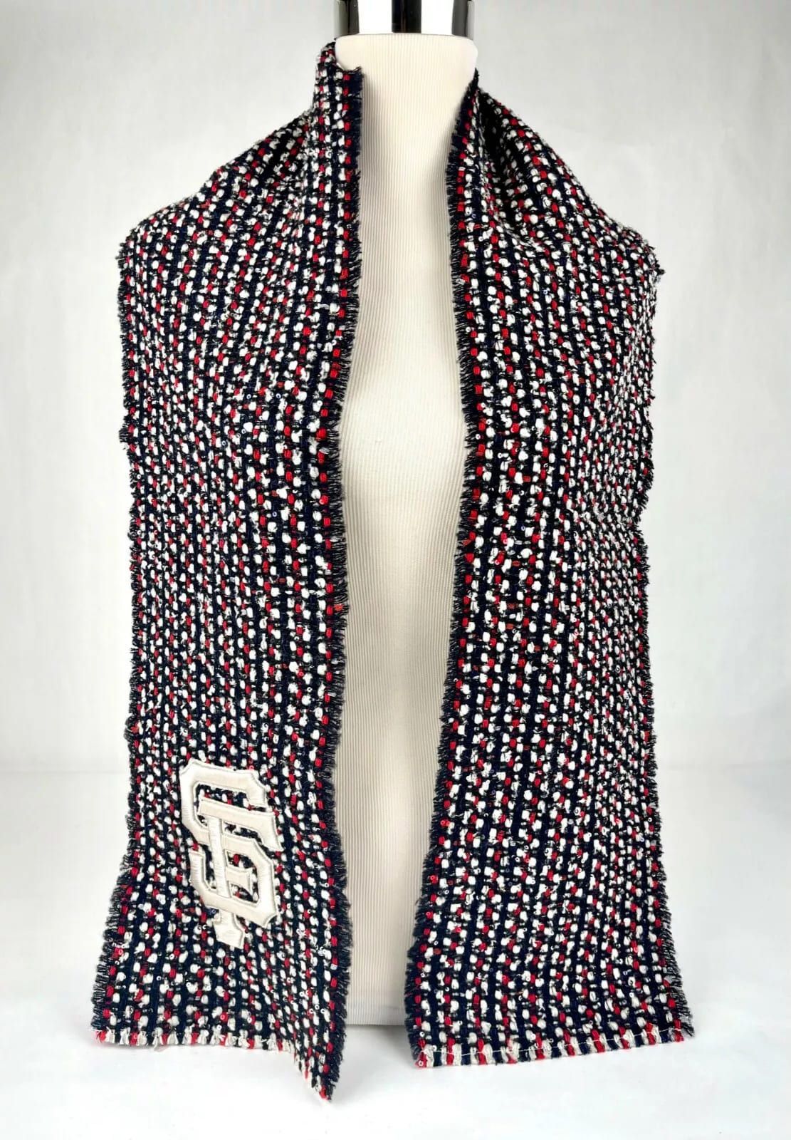 Gucci New SF Giant Blue Red Ivory Wool Blend Long Scarf Size ONE SIZE - 4 Thumbnail