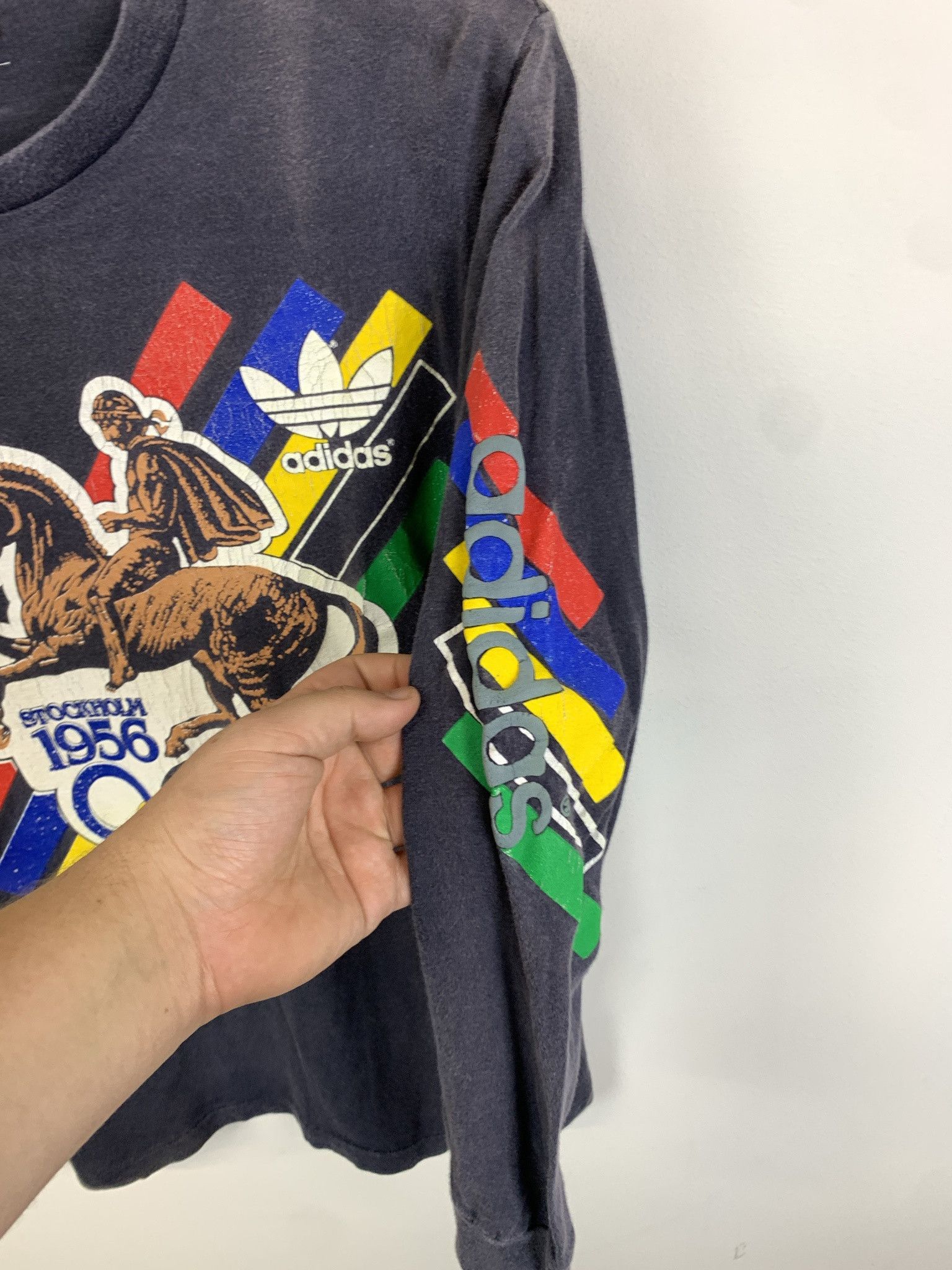 Adidas × Vintage Vintage Adidas 1956 Stalkholm Olympics Longsleeve Single Stitch Tee Size M Size US M / EU 48-50 / 2 - 3 Thumbnail