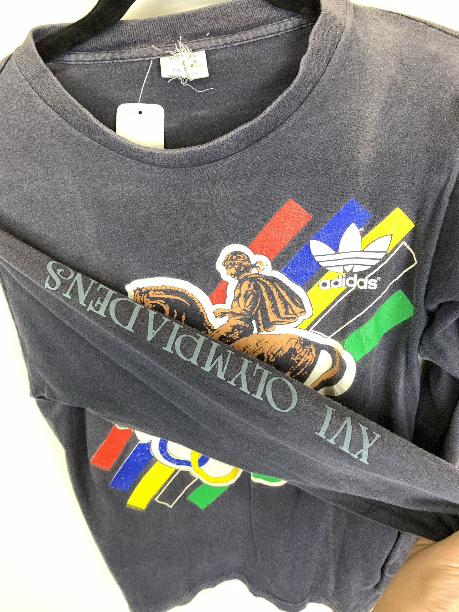Adidas × Vintage Vintage Adidas 1956 Stalkholm Olympics Longsleeve Single Stitch Tee Size M Size US M / EU 48-50 / 2 - 4 Thumbnail