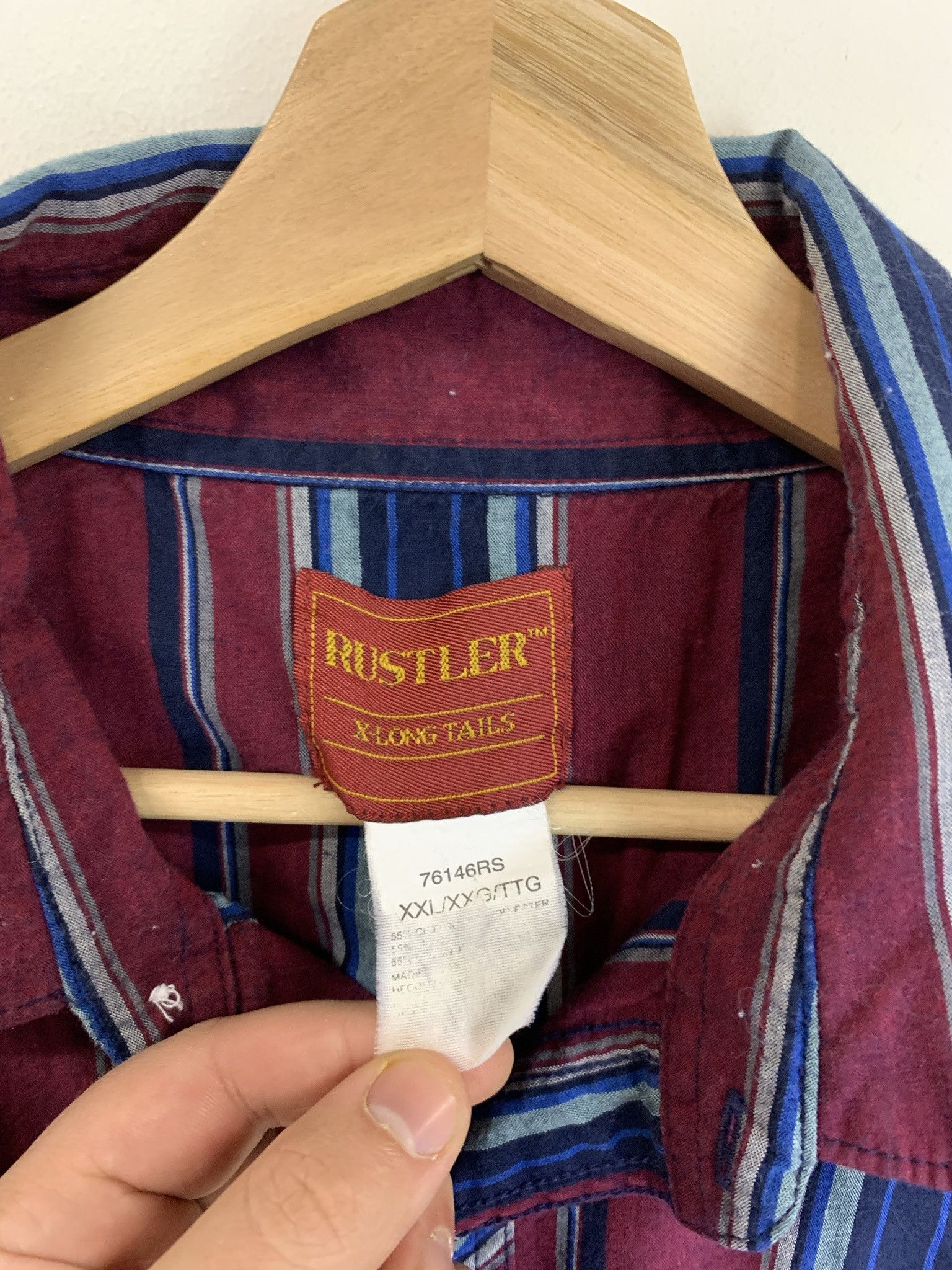 Flannel × Vintage Vintage Western Pearl Snap Rustler Maroon Shirt Size XXL Long Size US XXL / EU 58 / 5 - 2 Thumbnail