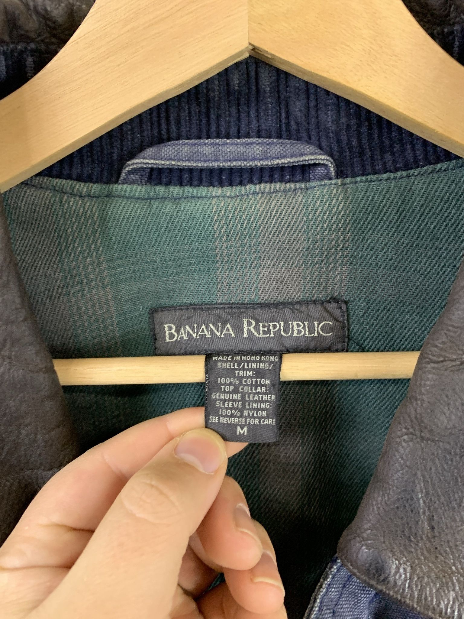 Banana Republic × Vintage Vintage Banana Republic 1990s Leather Collar Canvas jacket Size M Size US M / EU 48-50 / 2 - 2 Thumbnail