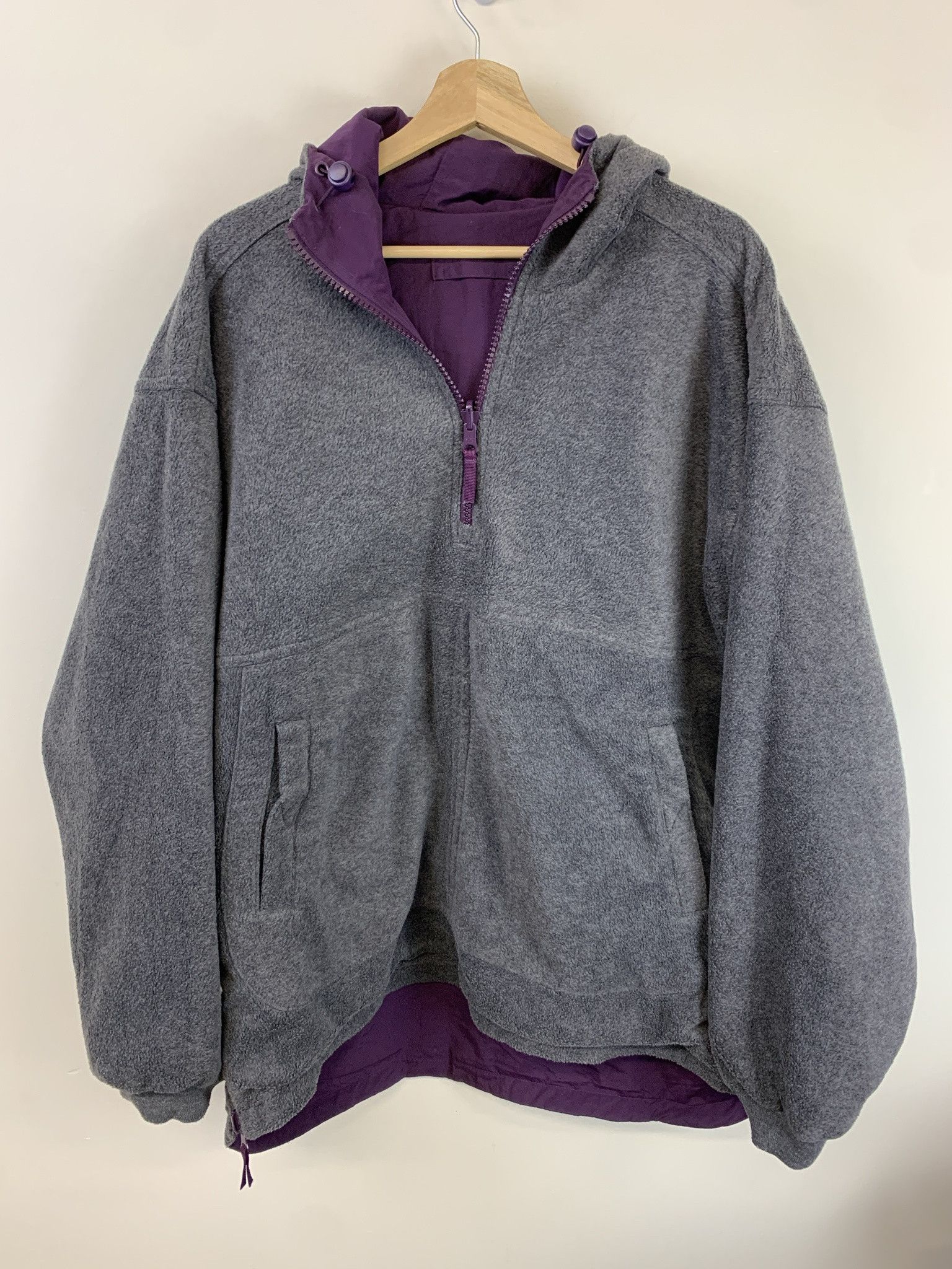 Vintage Vintage 1990s Reversible Purple Grey Fleece Lined Windbreaker Size L Size US L / EU 52-54 / 3 - 4 Thumbnail