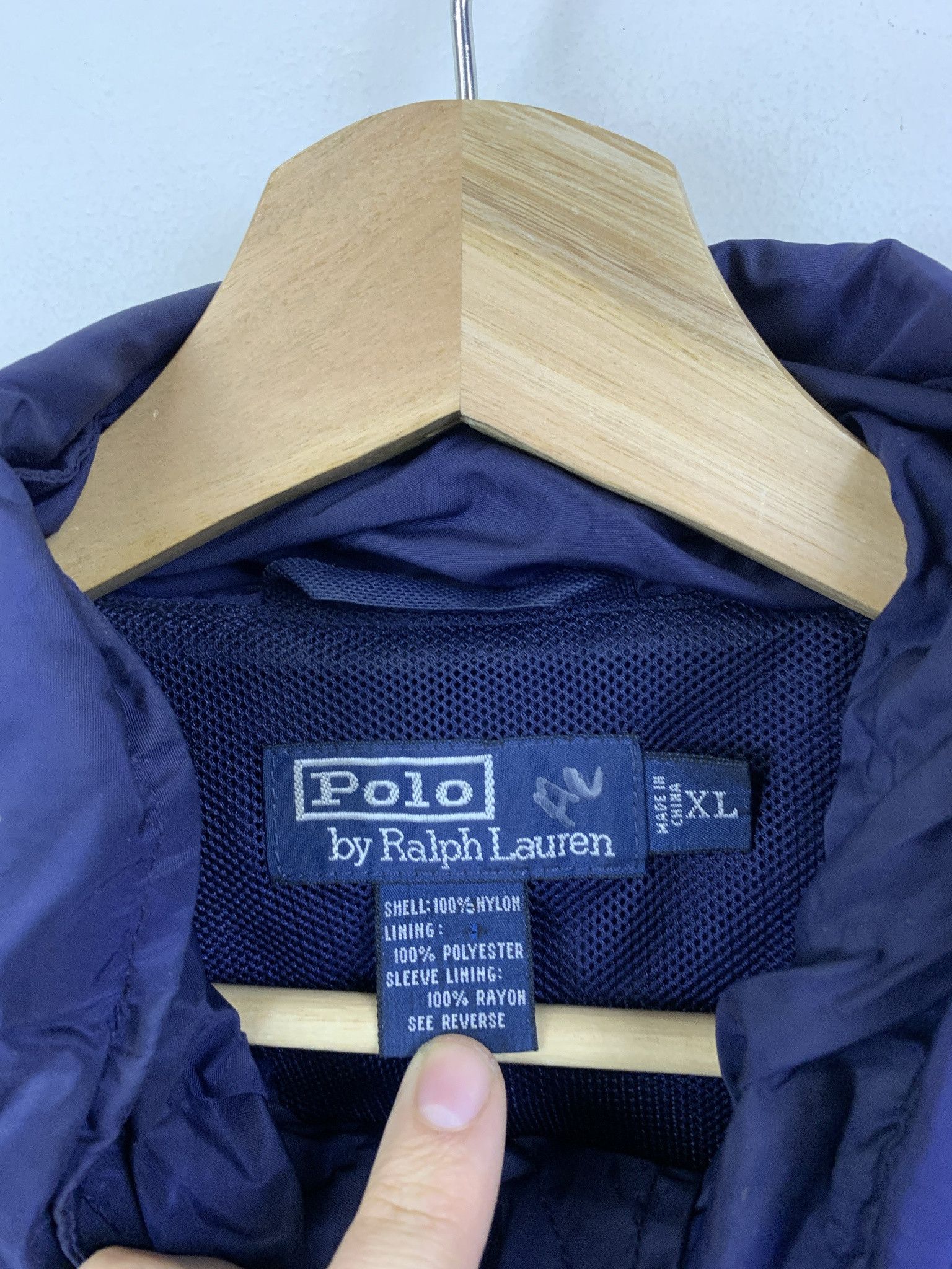 Polo Ralph Lauren Vintage 1990s Polo Ralph Lauren Navy Windbreaker Jacket Size XL Size US XL / EU 56 / 4 - 2 Thumbnail