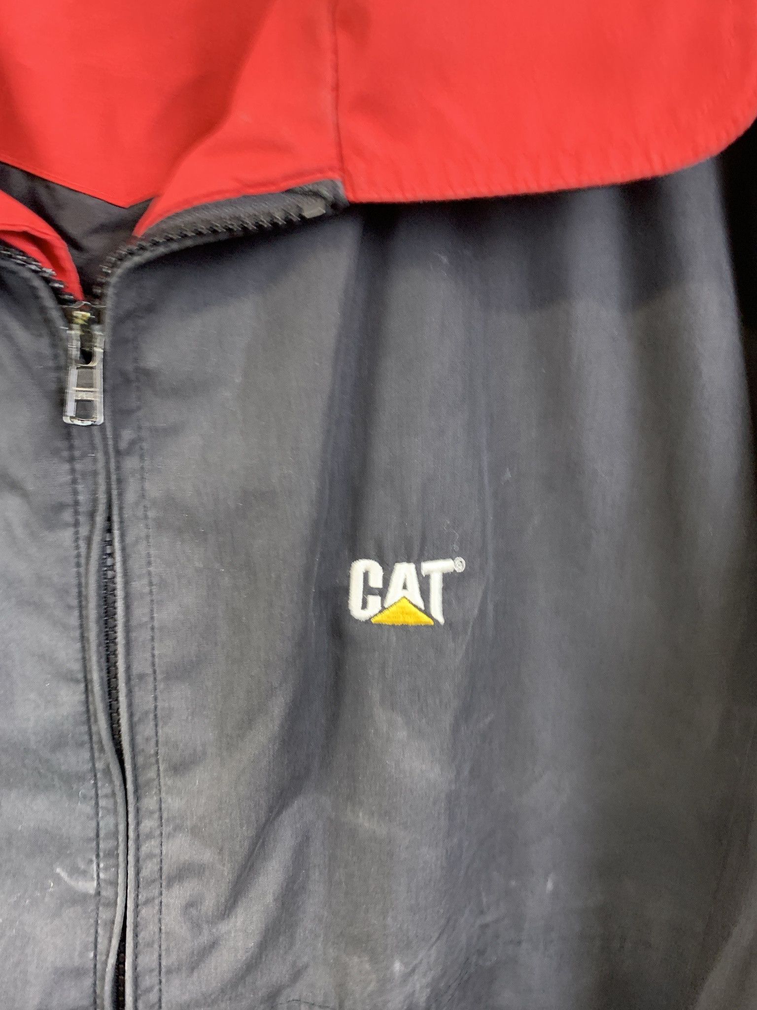 NASCAR Vintage 1990s Catterpillar Work Jacket Black Red Windbreaker Size XL Size US XL / EU 56 / 4 - 3 Thumbnail