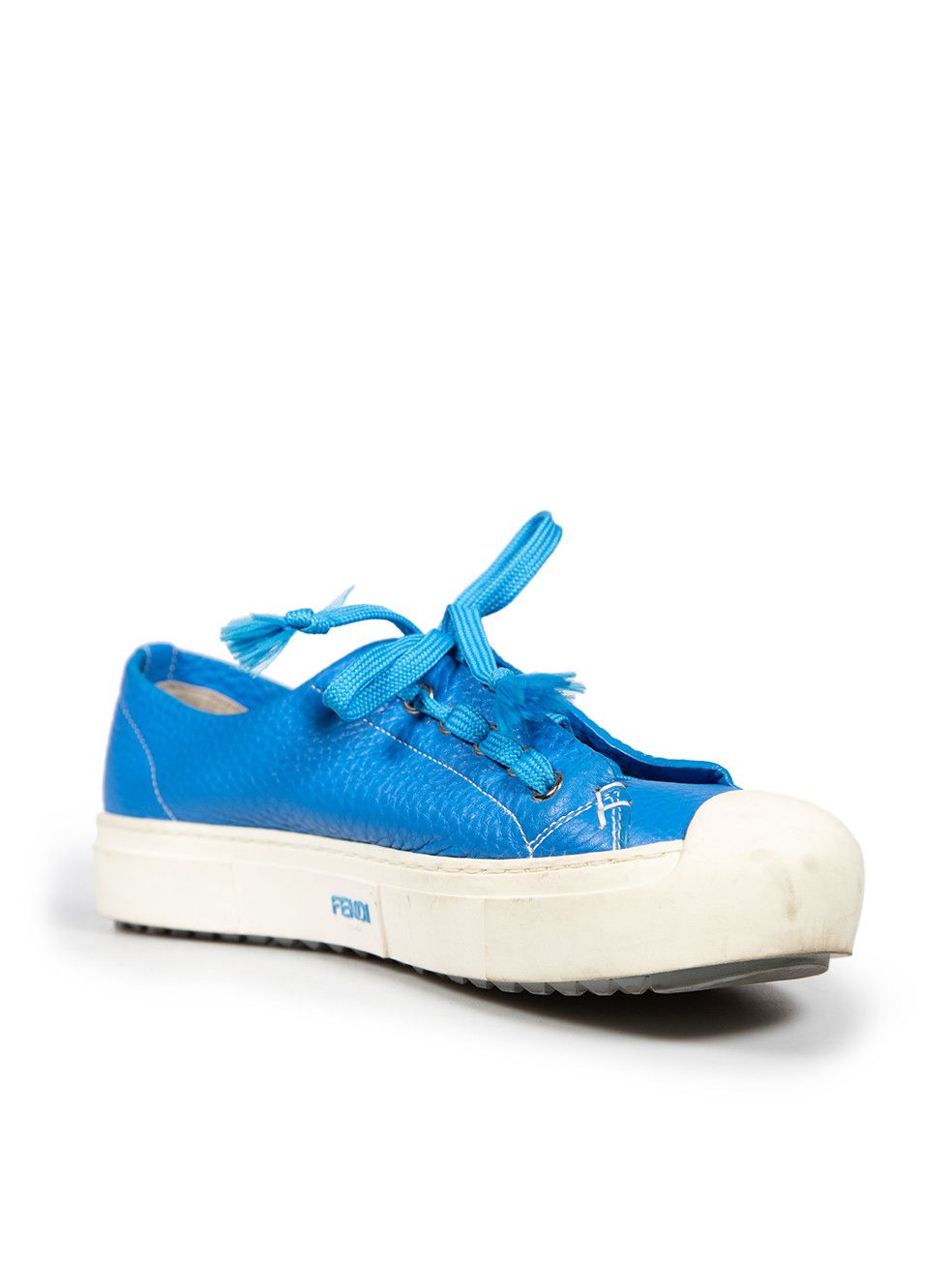 Fendi Blue Leather Domino Trainers Size US 8 / IT 38 - 2 Thumbnail