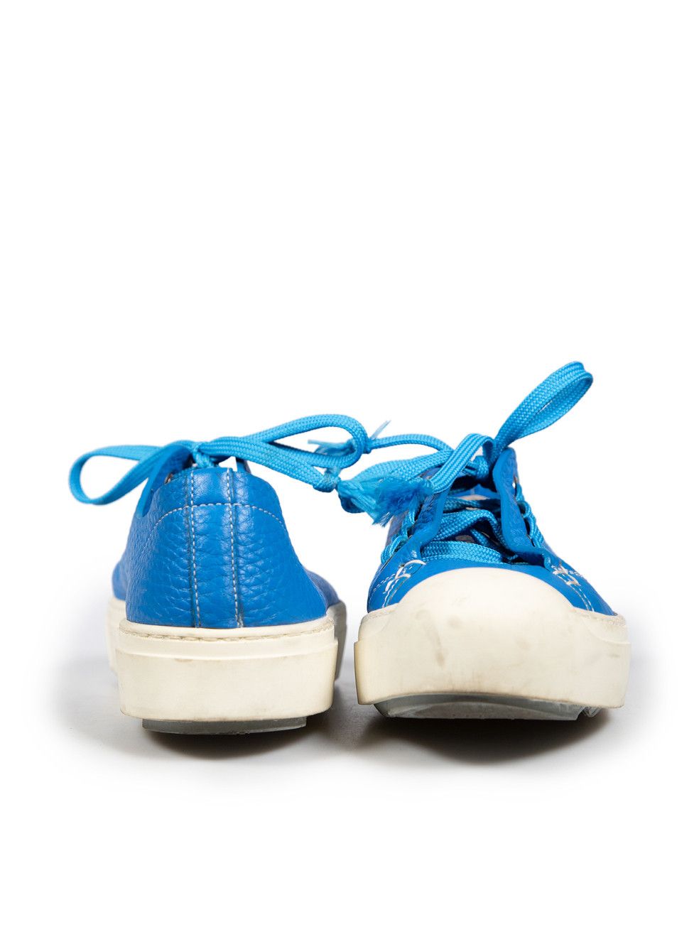Fendi Blue Leather Domino Trainers Size US 8 / IT 38 - 3 Thumbnail