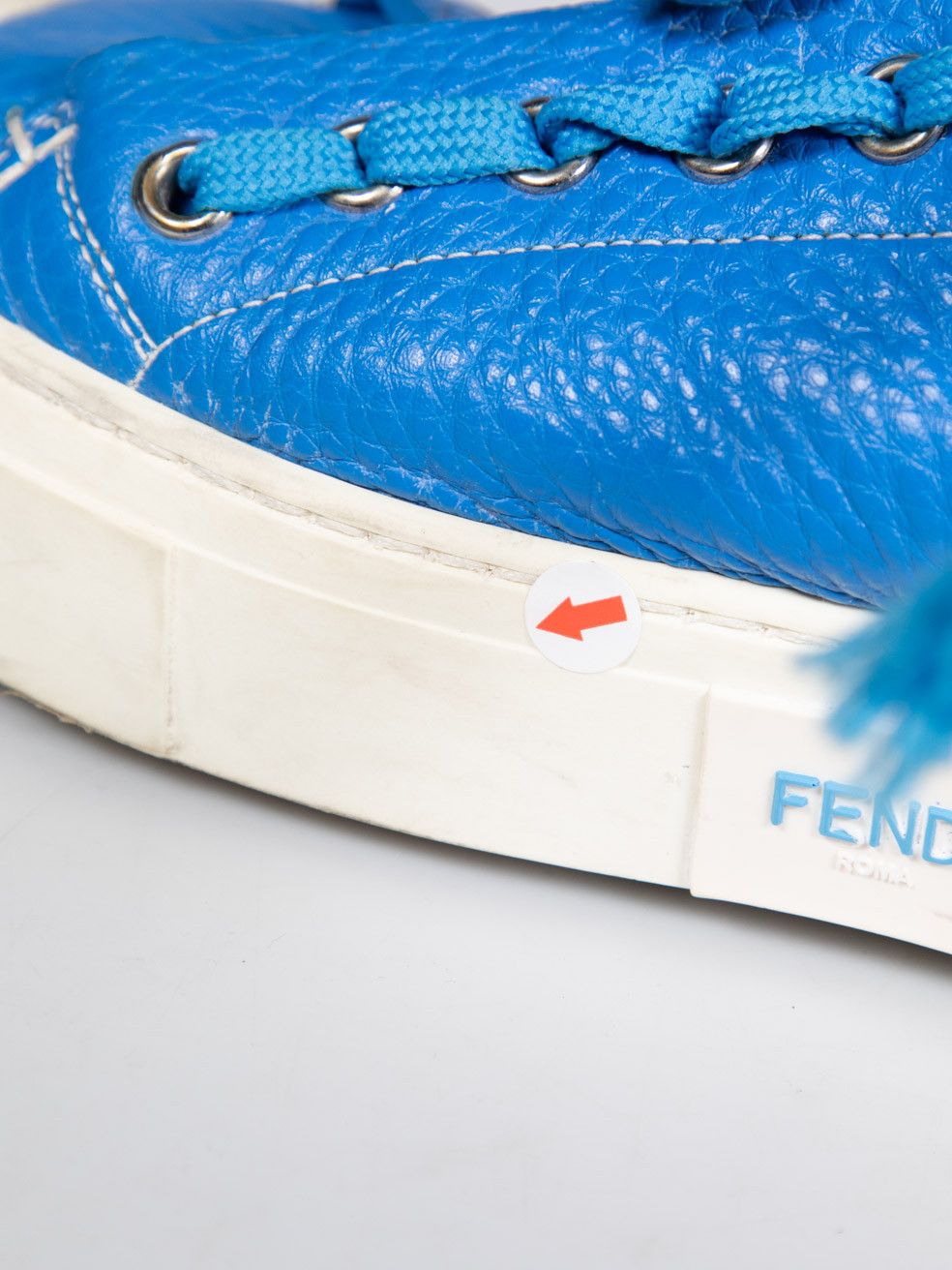 Fendi Blue Leather Domino Trainers Size US 8 / IT 38 - 14 Thumbnail