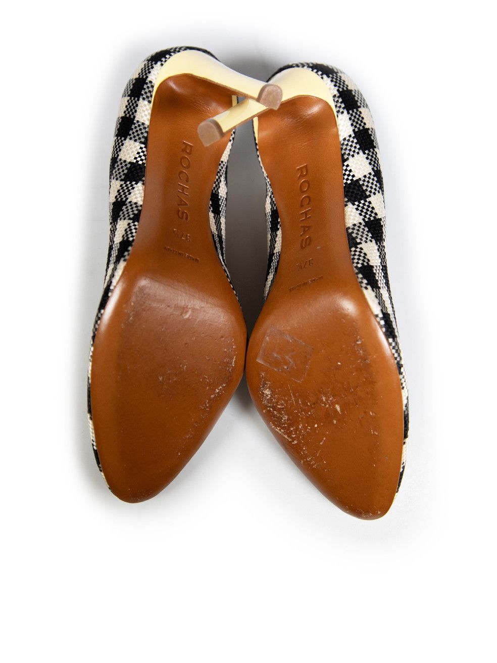 Rochas Gingham Print Woven Pumps Size US 7.5 / IT 37.5 - 4 Thumbnail