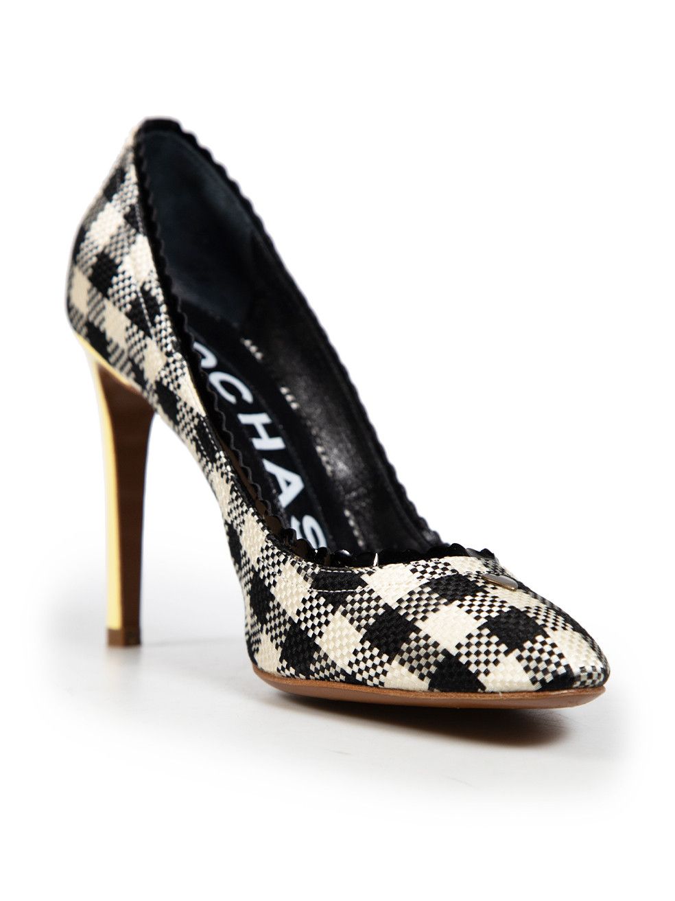 Rochas Gingham Print Woven Pumps Size US 7.5 / IT 37.5 - 2 Thumbnail
