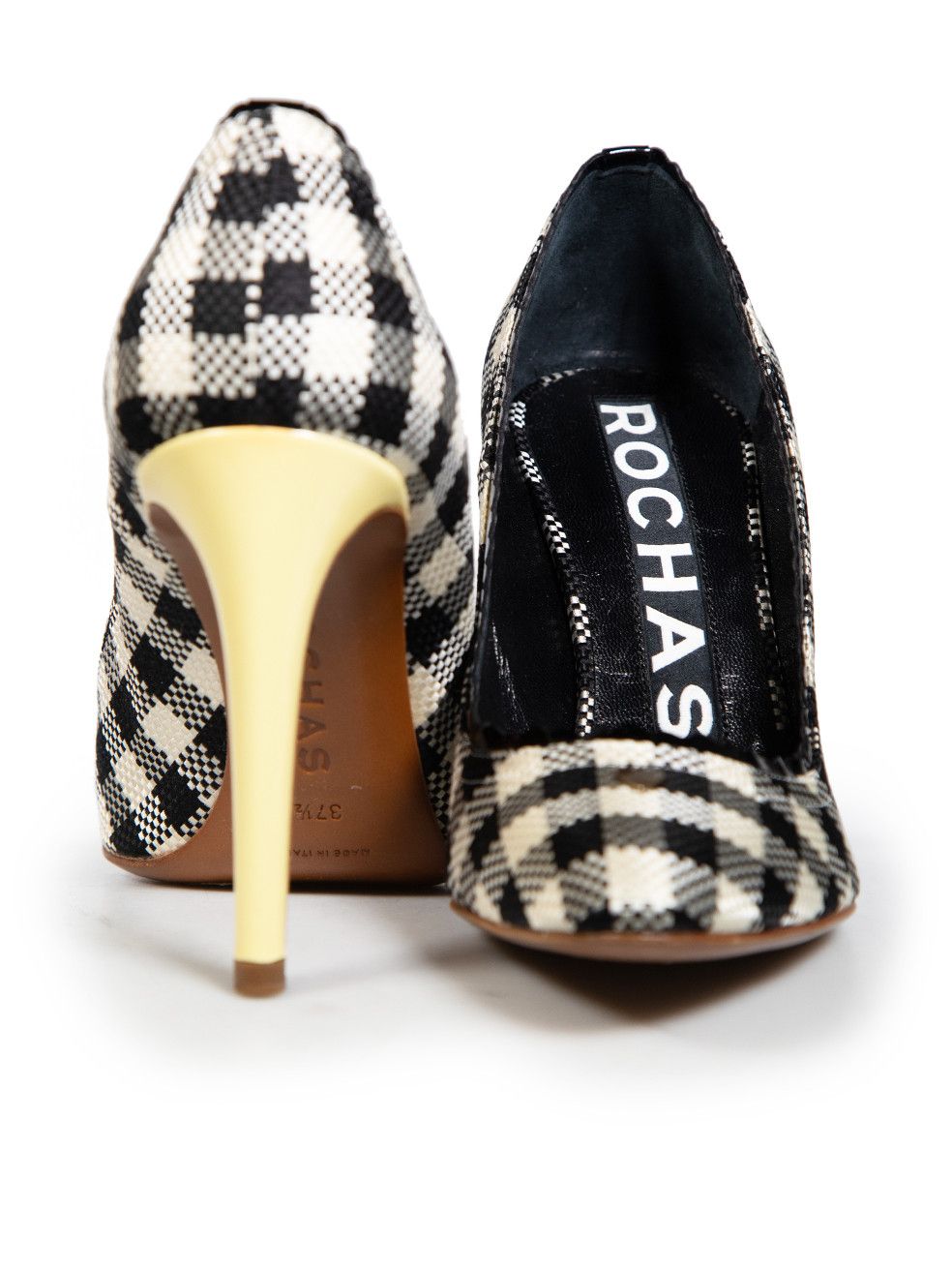 Rochas Gingham Print Woven Pumps Size US 7.5 / IT 37.5 - 3 Thumbnail