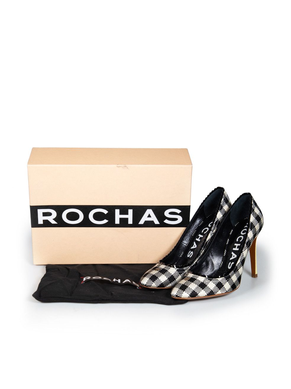 Rochas Gingham Print Woven Pumps Size US 7.5 / IT 37.5 - 10 Thumbnail