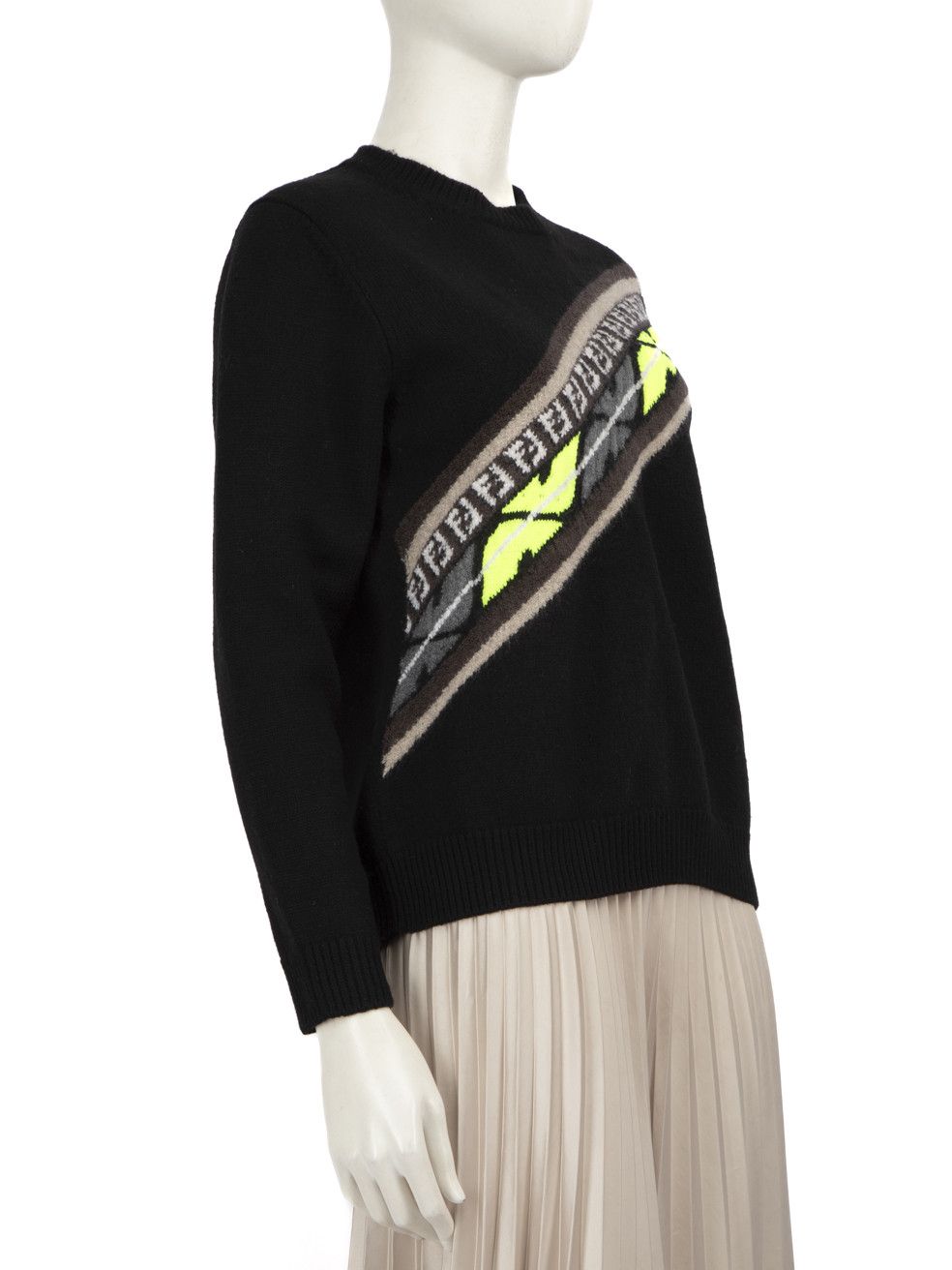 Fendi Black Wool FF Logo Knitted Jumper Size XXL / US 16-18 / IT 52-54 - 2 Thumbnail