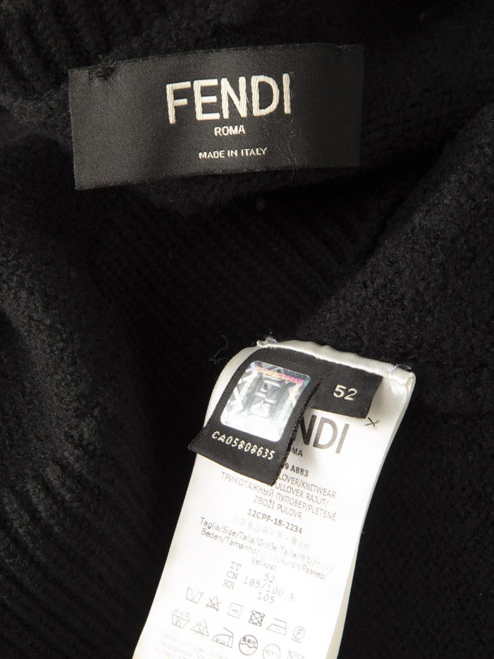 Fendi Black Wool FF Logo Knitted Jumper Size XXL / US 16-18 / IT 52-54 - 7 Thumbnail