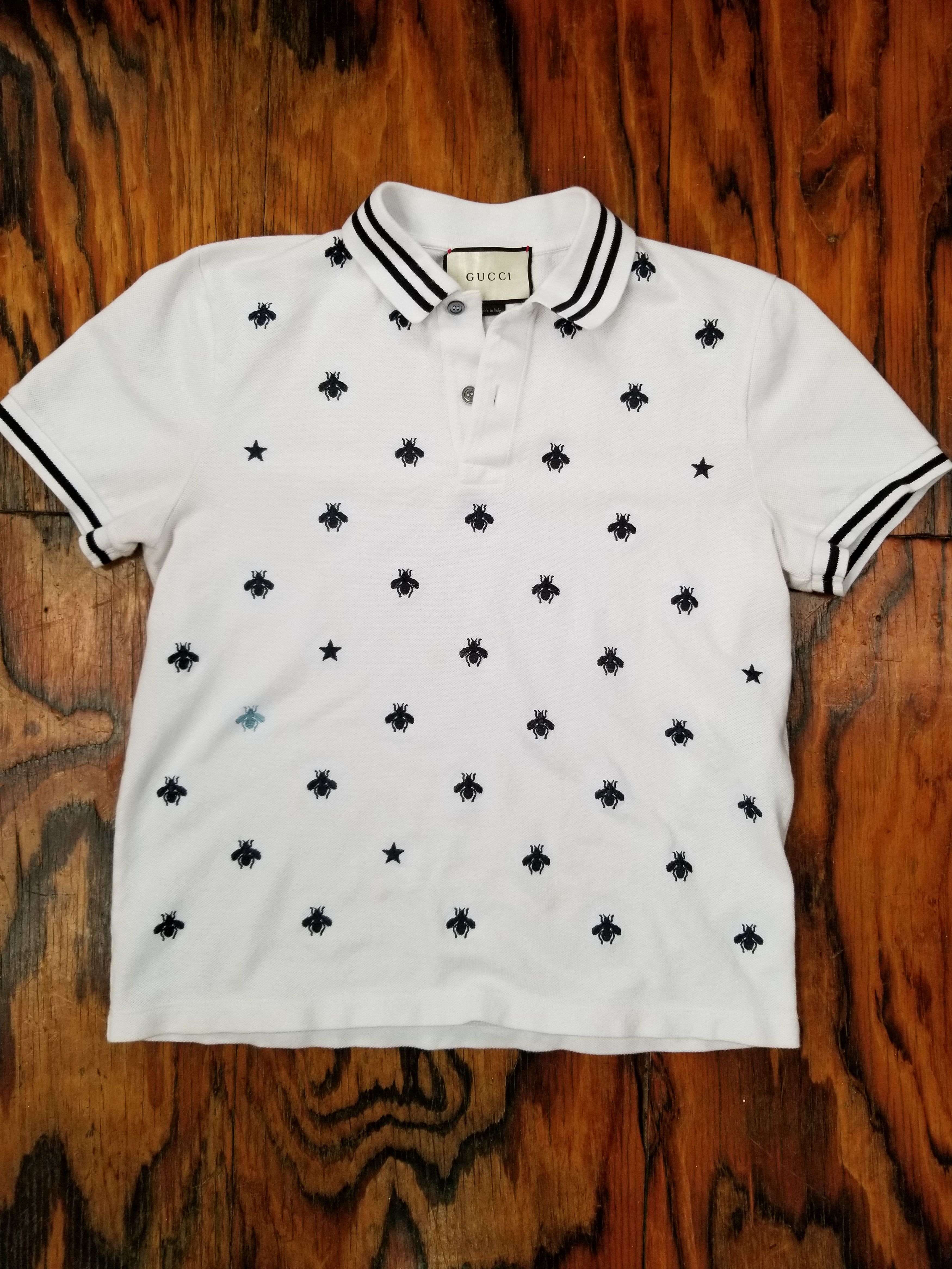 Gucci GUCCI Cotton Polo with Bees and Stars White Size M Made in Italy Grailed