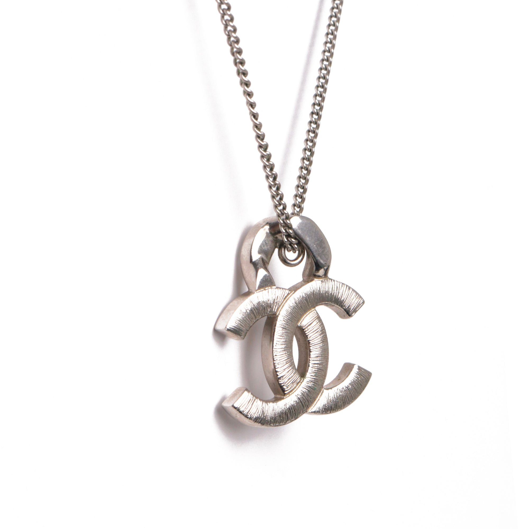 Chanel CHANEL - Chanel Double C necklace adorned with rhinestones in silver metal Size ONE SIZE - 2 Thumbnail