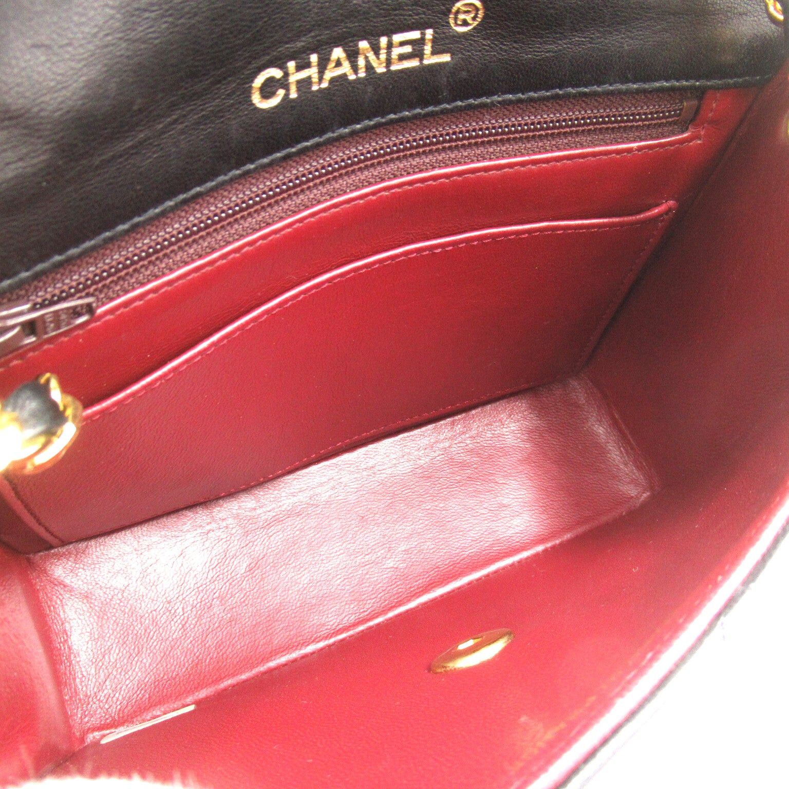 Chanel Chanel Mini Matelasse Chain Shoulder Bag Lambskin (Sheepskin) Black Gold Hardware Size ONE SIZE - 7 Thumbnail